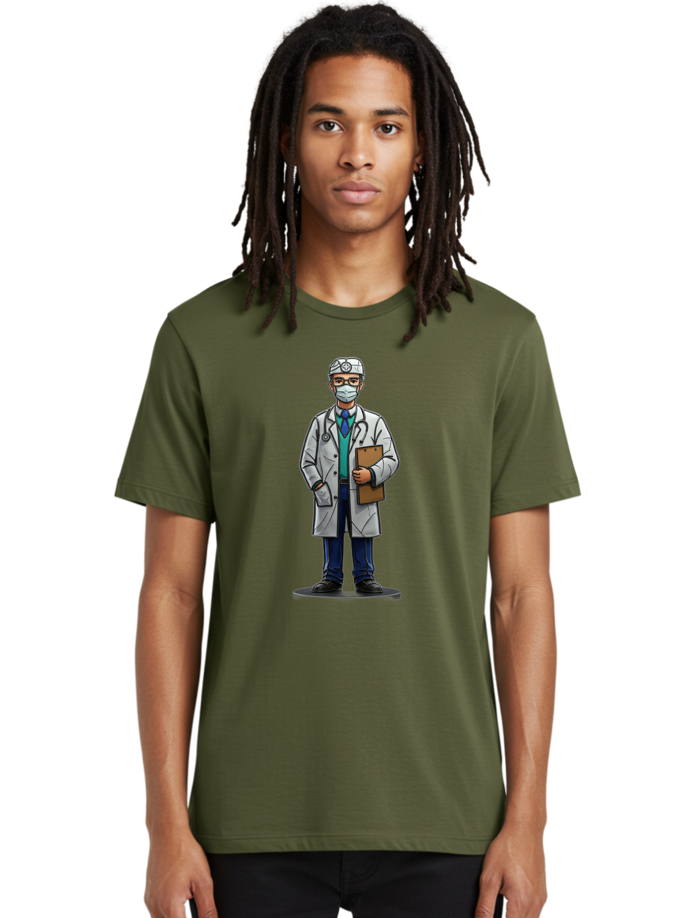 Doctor-8 Men'S Graphic Tee, 100% Cotton, Comfortable Casual Summer Wear, Machine Washable, Male Doctor, Medical Professional, Lab Coat, Stethoscope, Clipboard, Medical Attire, Healthcare Worker, Medical Mask Baa463
