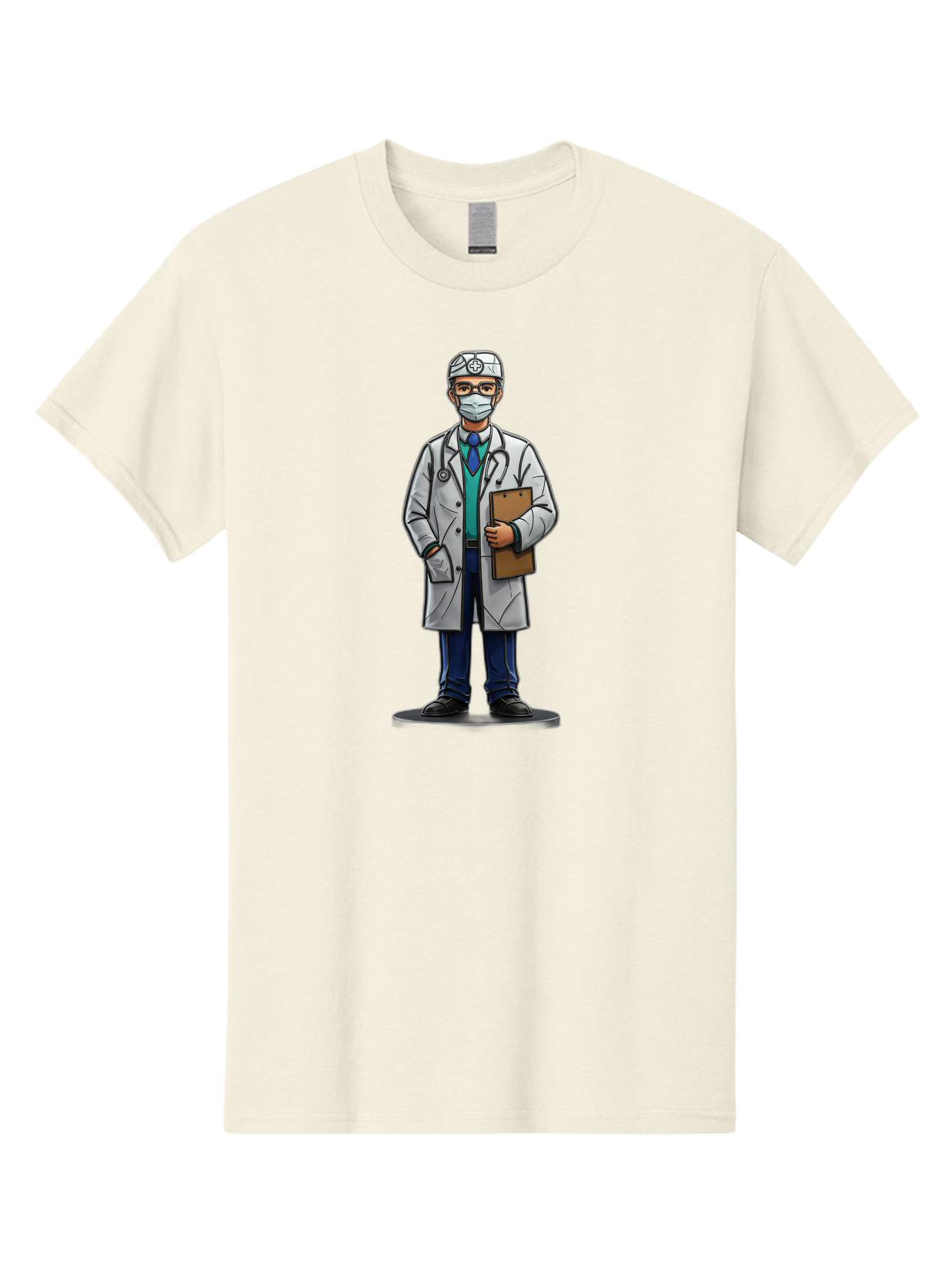 Doctor-8 Men'S Graphic Tee, 100% Cotton, Comfortable Casual Summer Wear, Machine Washable, Male Doctor, Medical Professional, Lab Coat, Stethoscope, Clipboard, Medical Attire, Healthcare Worker, Medical Mask Baa463
