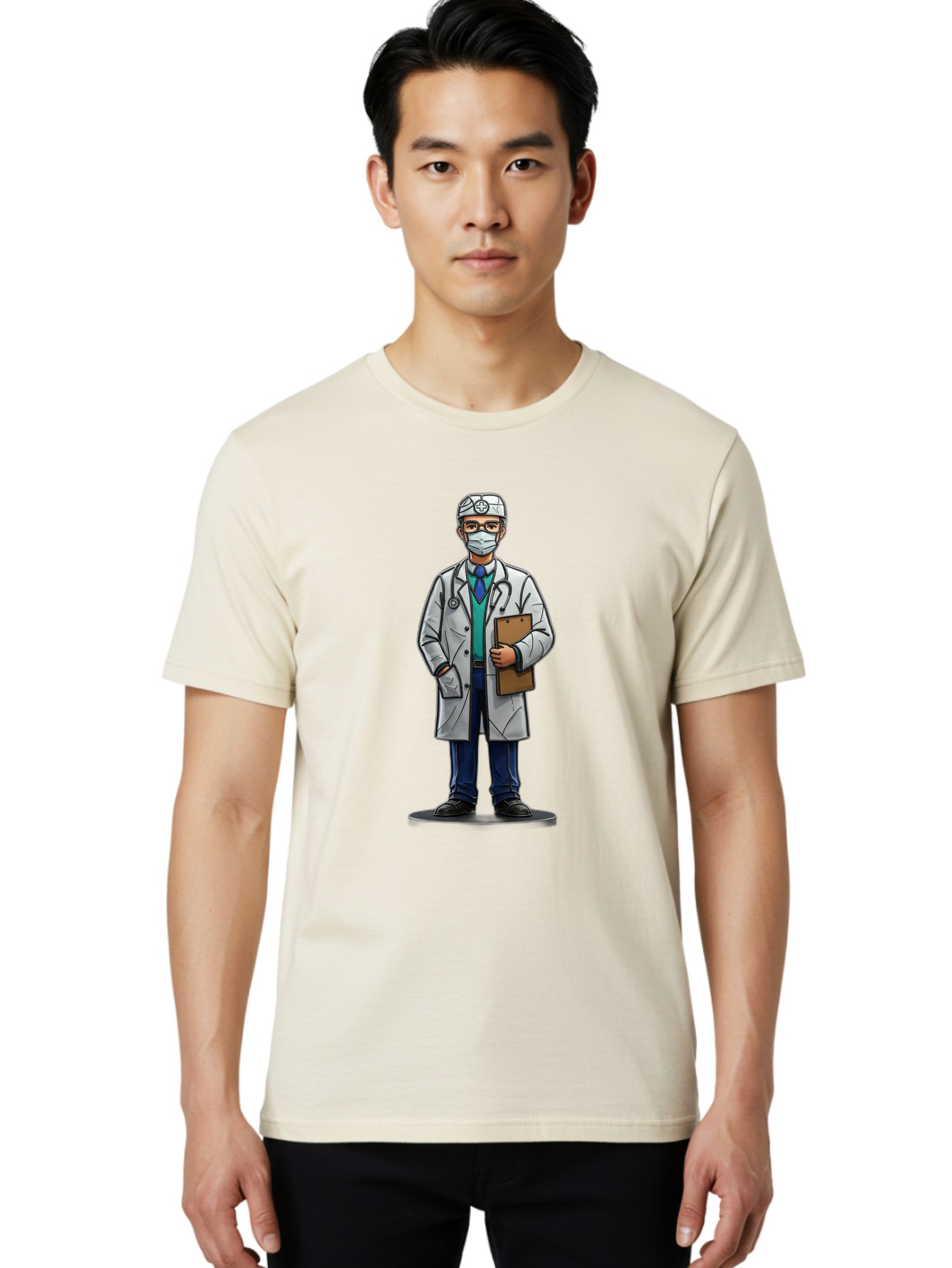 Doctor-8 Men'S Graphic Tee, 100% Cotton, Comfortable Casual Summer Wear, Machine Washable, Male Doctor, Medical Professional, Lab Coat, Stethoscope, Clipboard, Medical Attire, Healthcare Worker, Medical Mask Baa463