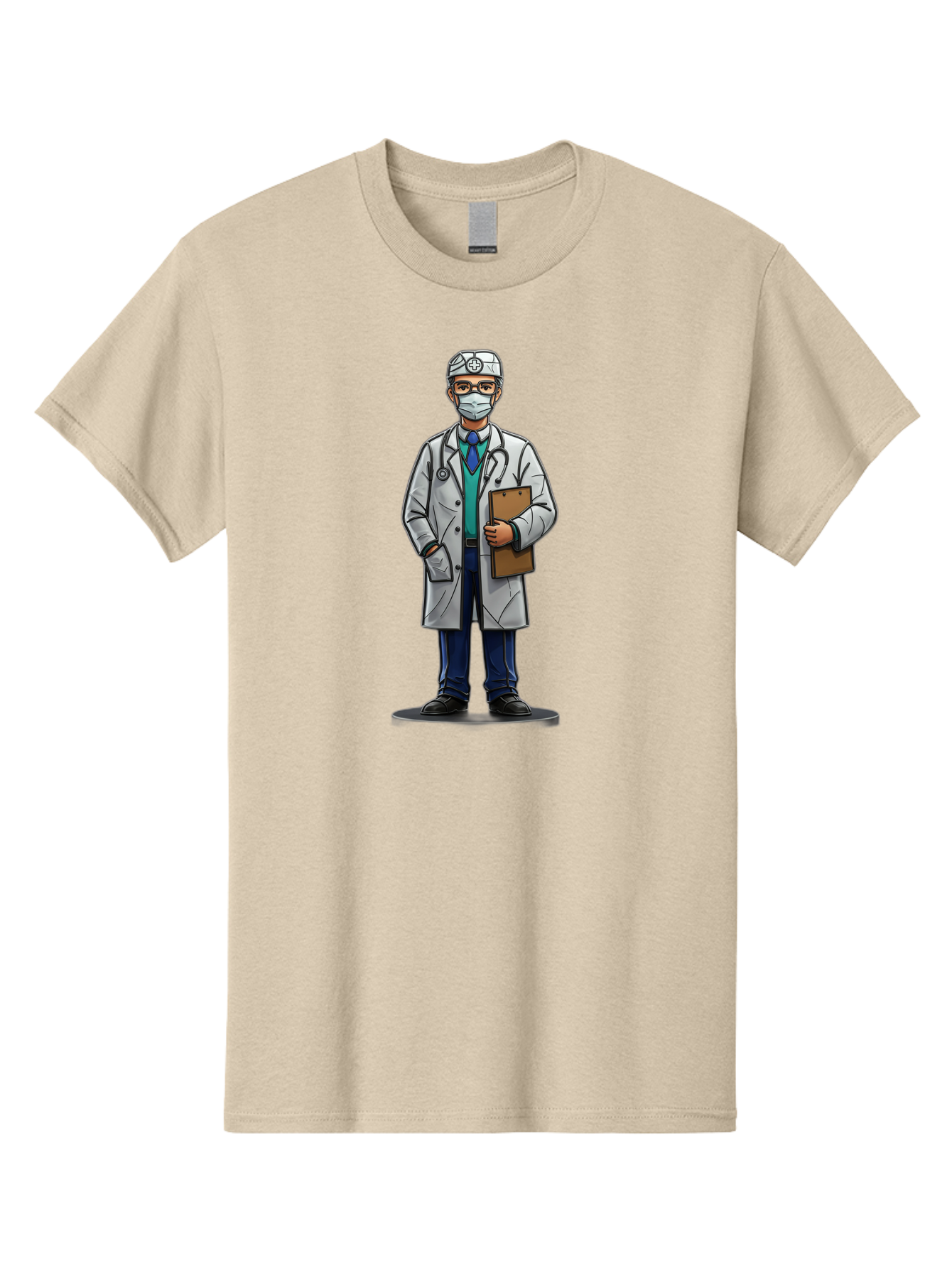 Doctor-8 Men'S Graphic Tee, 100% Cotton, Comfortable Casual Summer Wear, Machine Washable, Male Doctor, Medical Professional, Lab Coat, Stethoscope, Clipboard, Medical Attire, Healthcare Worker, Medical Mask Baa463