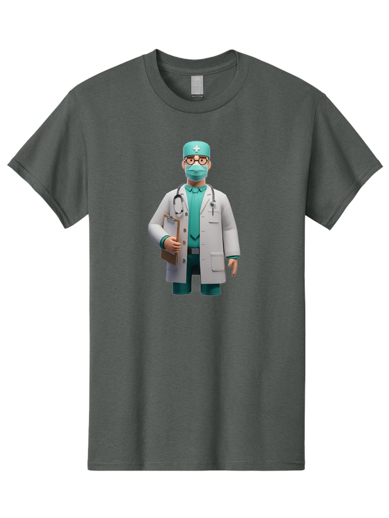 Doctor-9 Men'S Graphic Tee, 100% Cotton, Comfortable Casual Summer Wear, Machine Washable, 3D Cartoon Doctor, Medical Professional, White Coat, Stethoscope, Clipboard, Surgical Mask, Medical Hat, Healthcare Worker, Medical Attire, Baa464