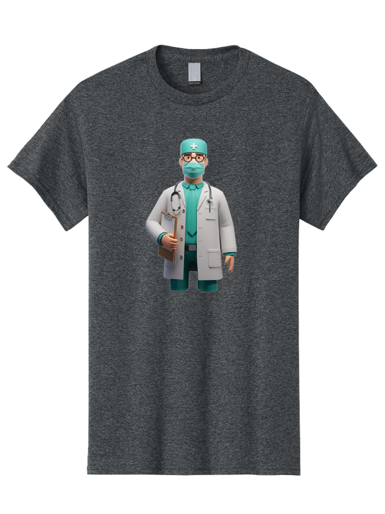 Doctor-9 Men'S Graphic Tee, 100% Cotton, Comfortable Casual Summer Wear, Machine Washable, 3D Cartoon Doctor, Medical Professional, White Coat, Stethoscope, Clipboard, Surgical Mask, Medical Hat, Healthcare Worker, Medical Attire, Baa464