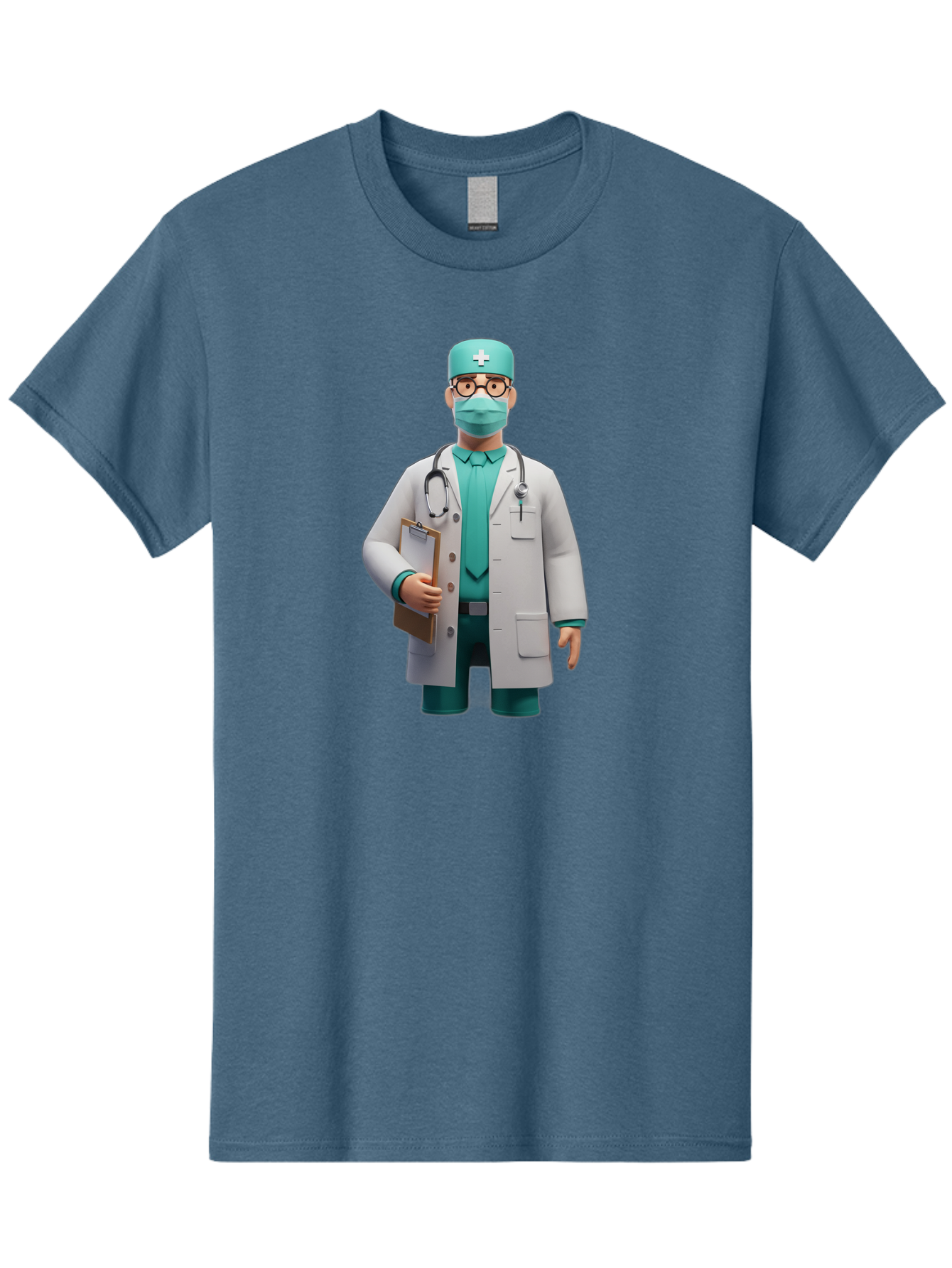 Doctor-9 Men'S Graphic Tee, 100% Cotton, Comfortable Casual Summer Wear, Machine Washable, 3D Cartoon Doctor, Medical Professional, White Coat, Stethoscope, Clipboard, Surgical Mask, Medical Hat, Healthcare Worker, Medical Attire, Baa464