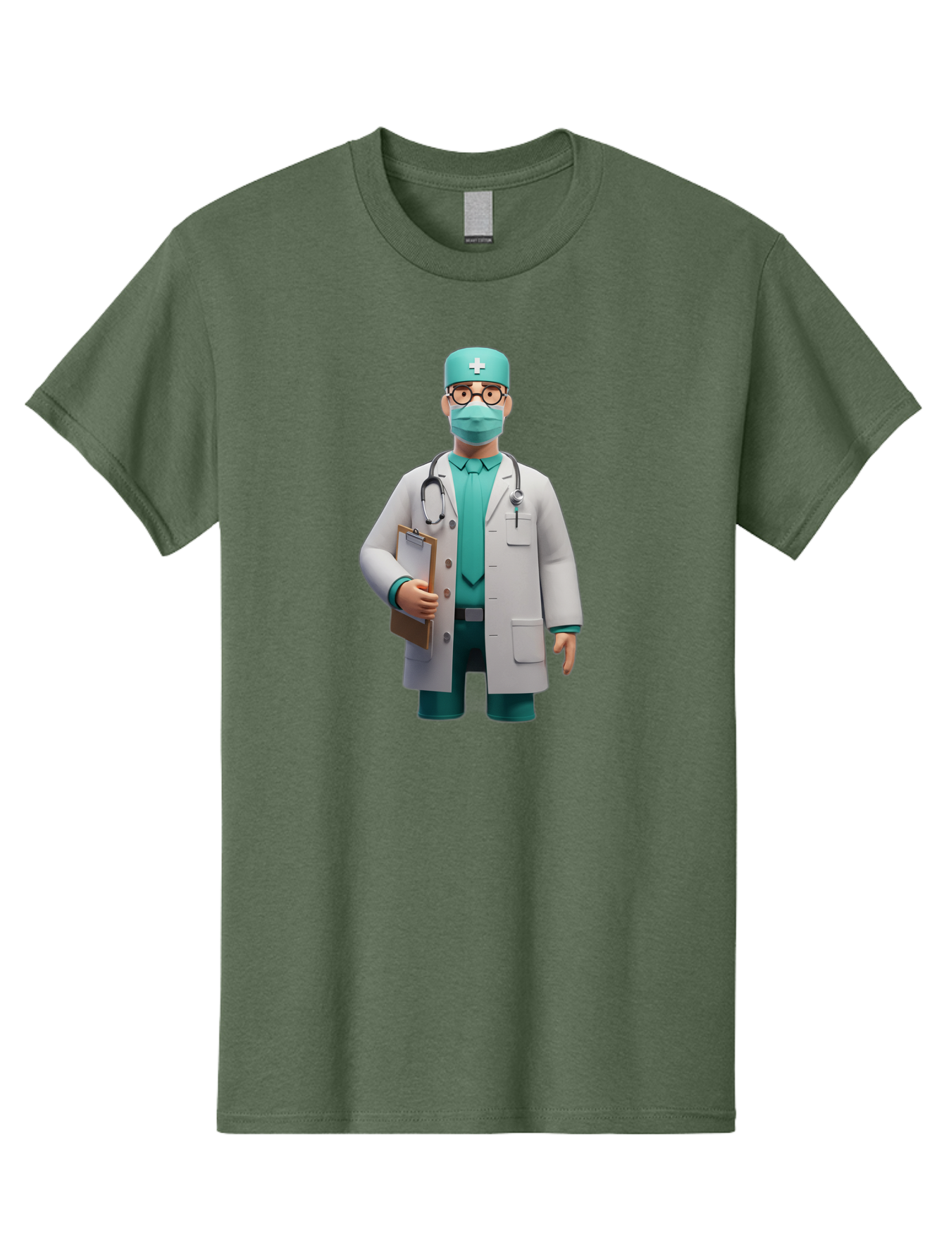 Doctor-9 Men'S Graphic Tee, 100% Cotton, Comfortable Casual Summer Wear, Machine Washable, 3D Cartoon Doctor, Medical Professional, White Coat, Stethoscope, Clipboard, Surgical Mask, Medical Hat, Healthcare Worker, Medical Attire, Baa464