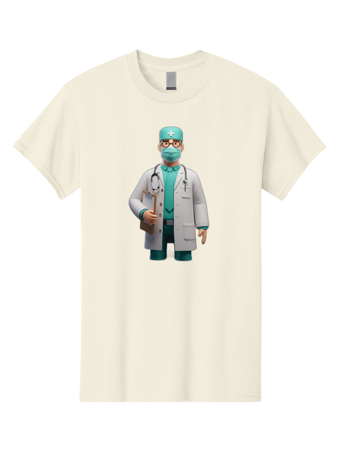 Doctor-9 Men'S Graphic Tee, 100% Cotton, Comfortable Casual Summer Wear, Machine Washable, 3D Cartoon Doctor, Medical Professional, White Coat, Stethoscope, Clipboard, Surgical Mask, Medical Hat, Healthcare Worker, Medical Attire, Baa464