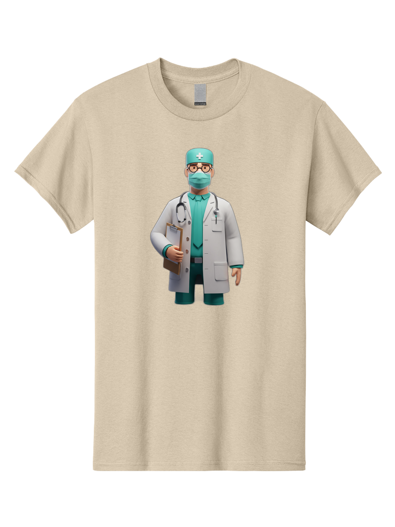 Doctor-9 Men'S Graphic Tee, 100% Cotton, Comfortable Casual Summer Wear, Machine Washable, 3D Cartoon Doctor, Medical Professional, White Coat, Stethoscope, Clipboard, Surgical Mask, Medical Hat, Healthcare Worker, Medical Attire, Baa464
