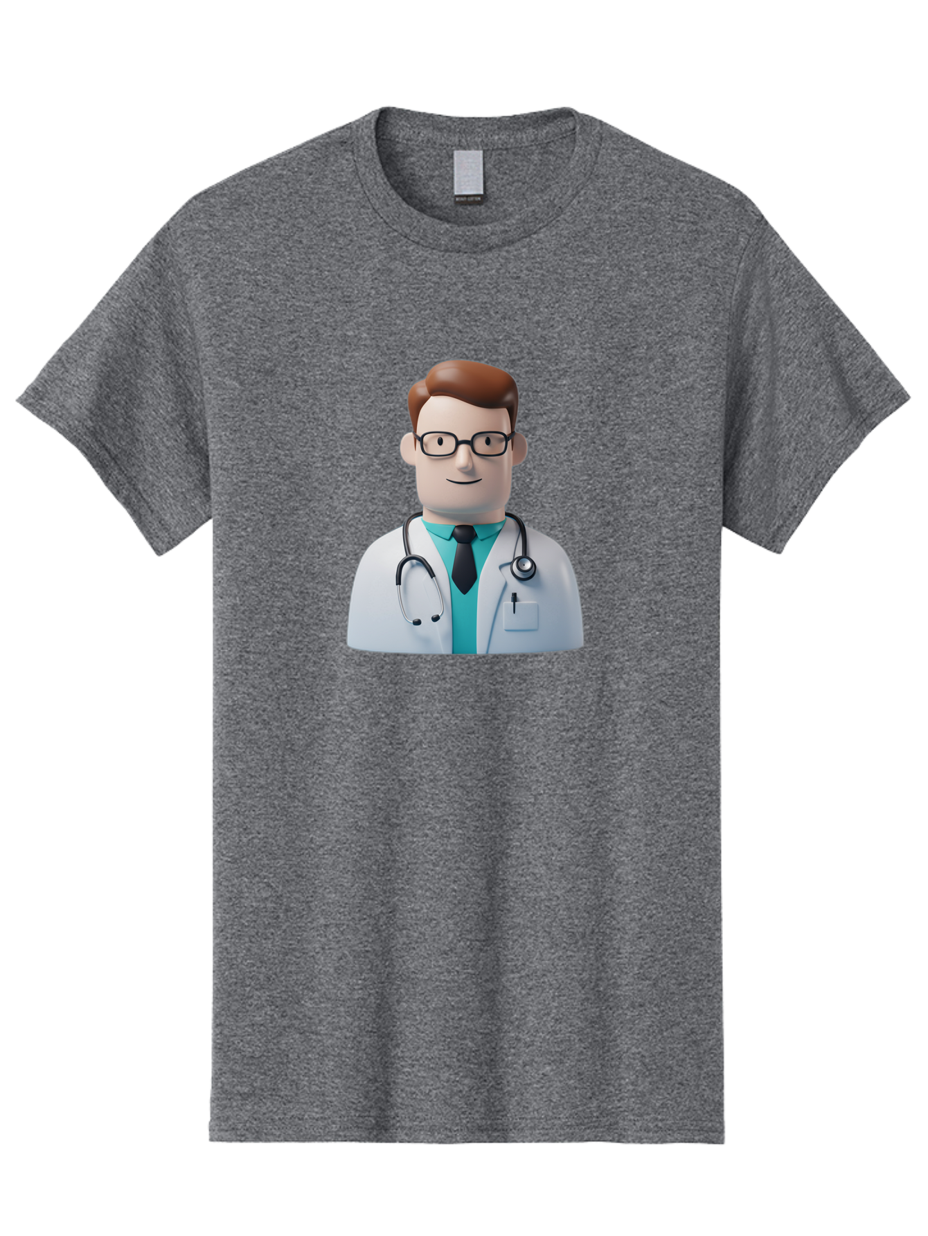 Doctor-Character-1 Men'S Graphic Tee, 100% Cotton, Comfortable Casual Summer Wear, Machine Washable, Male Doctor, White Lab Coat, Stethoscope, Black Tie, Blue Shirt, Friendly Smile, Medical Professional, Healthcare Provider, Doctor Character, Baa468