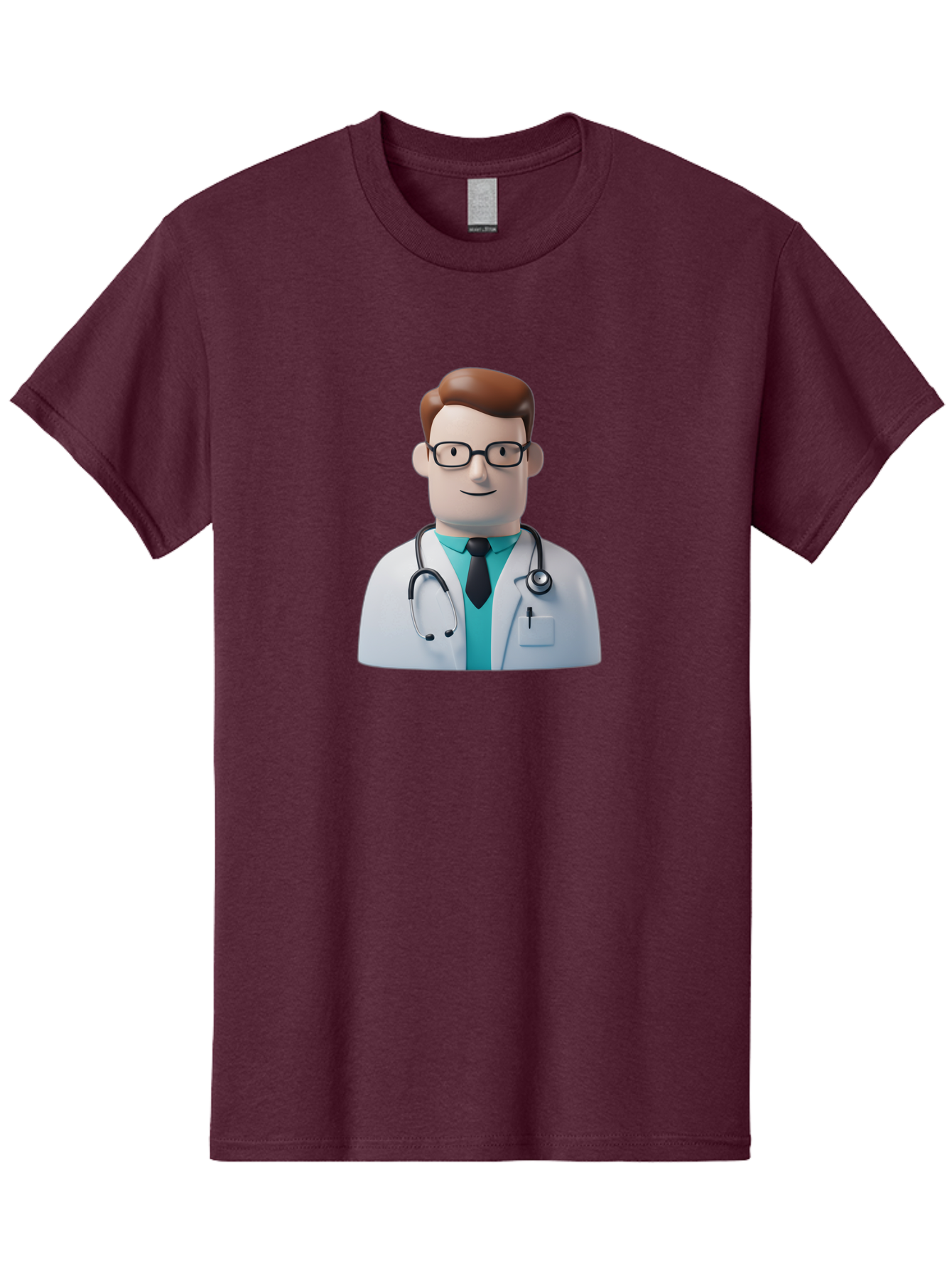 Doctor-Character-1 Men'S Graphic Tee, 100% Cotton, Comfortable Casual Summer Wear, Machine Washable, Male Doctor, White Lab Coat, Stethoscope, Black Tie, Blue Shirt, Friendly Smile, Medical Professional, Healthcare Provider, Doctor Character, Baa468