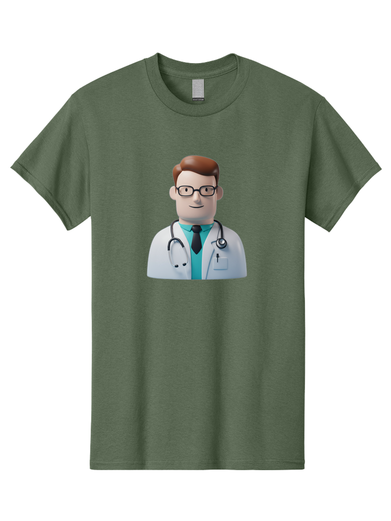 Doctor-Character-1 Men'S Graphic Tee, 100% Cotton, Comfortable Casual Summer Wear, Machine Washable, Male Doctor, White Lab Coat, Stethoscope, Black Tie, Blue Shirt, Friendly Smile, Medical Professional, Healthcare Provider, Doctor Character, Baa468