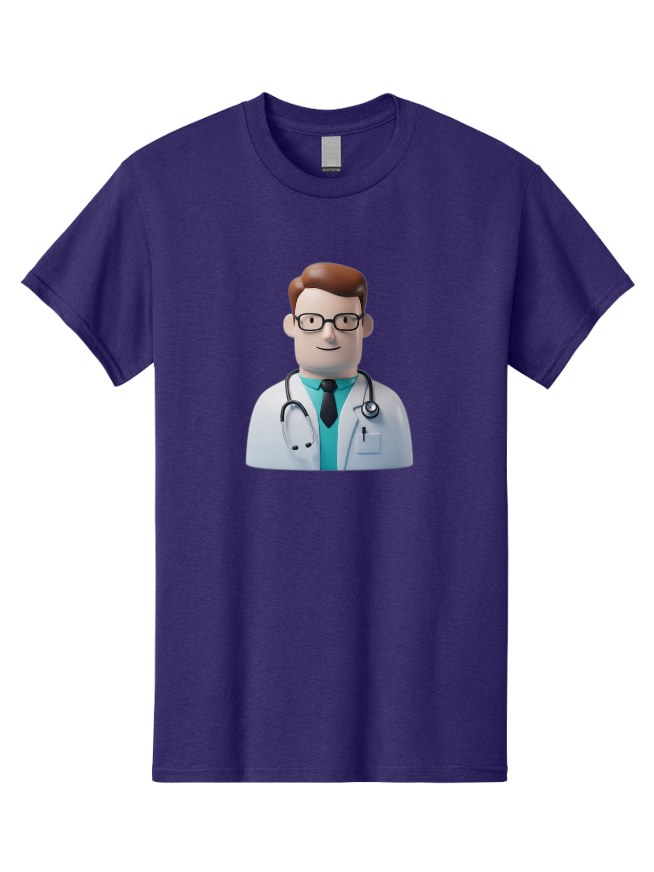 Doctor-Character-1 Men'S Graphic Tee, 100% Cotton, Comfortable Casual Summer Wear, Machine Washable, Male Doctor, White Lab Coat, Stethoscope, Black Tie, Blue Shirt, Friendly Smile, Medical Professional, Healthcare Provider, Doctor Character, Baa468