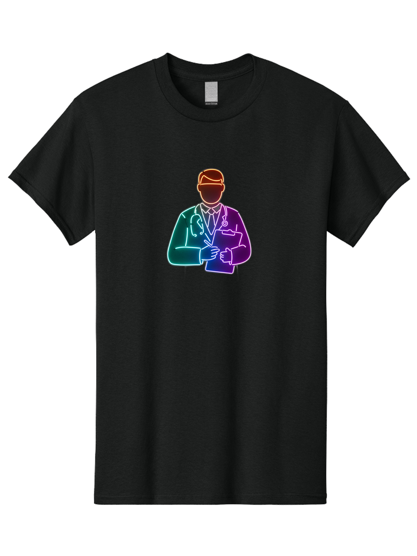 Doctor-Illustration Men'S Graphic Tee, 100% Cotton, Comfortable Casual Summer Wear, Machine Washable, Doctor With Stethoscope, Medical Professional, Healthcare Worker, Clipboard, Medical Notes, Writing, Doctor'S Badge, Medical Attire Baa474