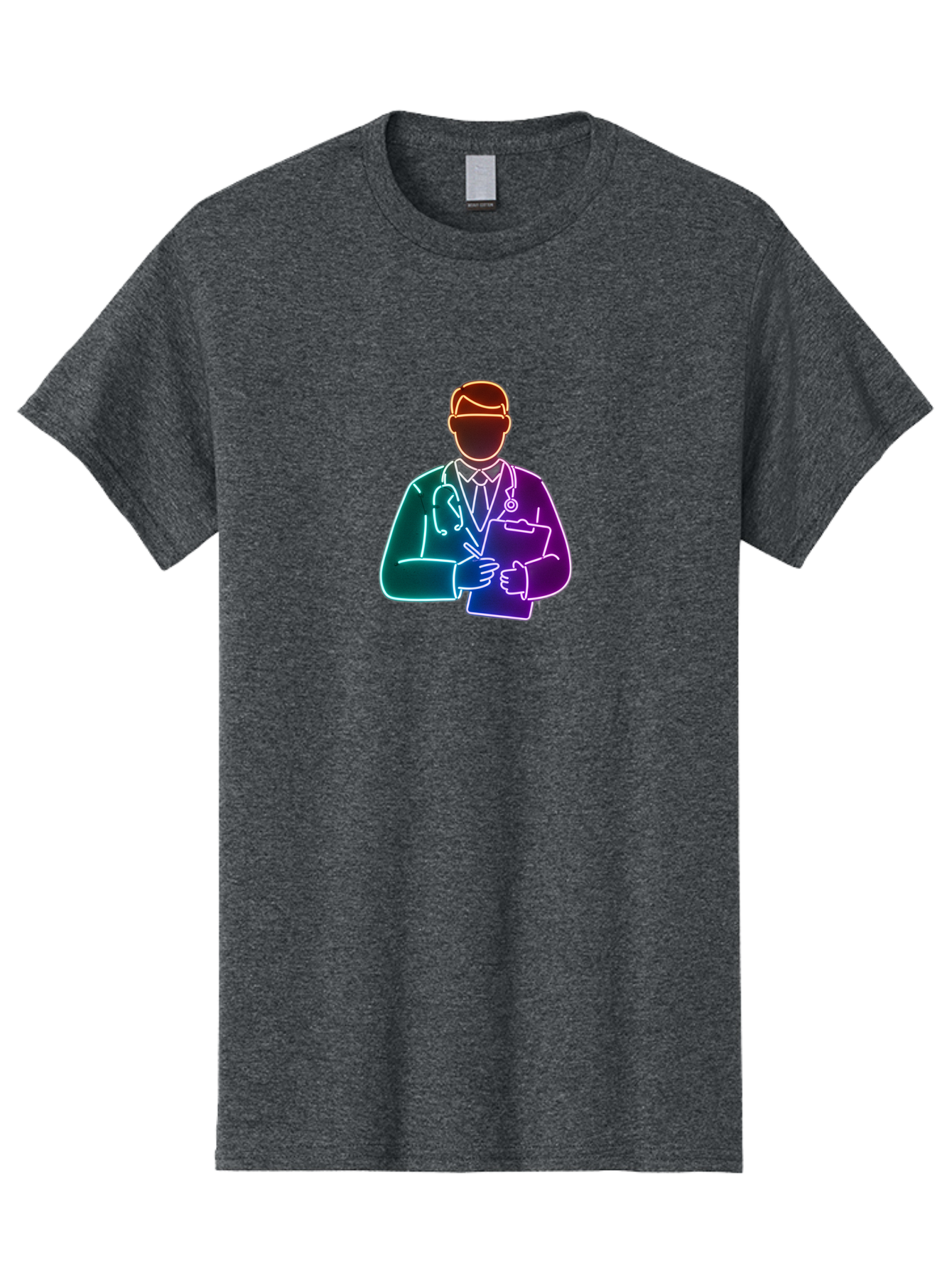 Doctor-Illustration Men'S Graphic Tee, 100% Cotton, Comfortable Casual Summer Wear, Machine Washable, Doctor With Stethoscope, Medical Professional, Healthcare Worker, Clipboard, Medical Notes, Writing, Doctor'S Badge, Medical Attire Baa474