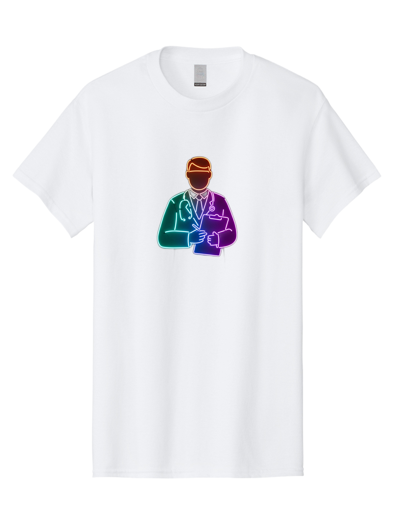 Doctor-Illustration Men'S Graphic Tee, 100% Cotton, Comfortable Casual Summer Wear, Machine Washable, Doctor With Stethoscope, Medical Professional, Healthcare Worker, Clipboard, Medical Notes, Writing, Doctor'S Badge, Medical Attire Baa474