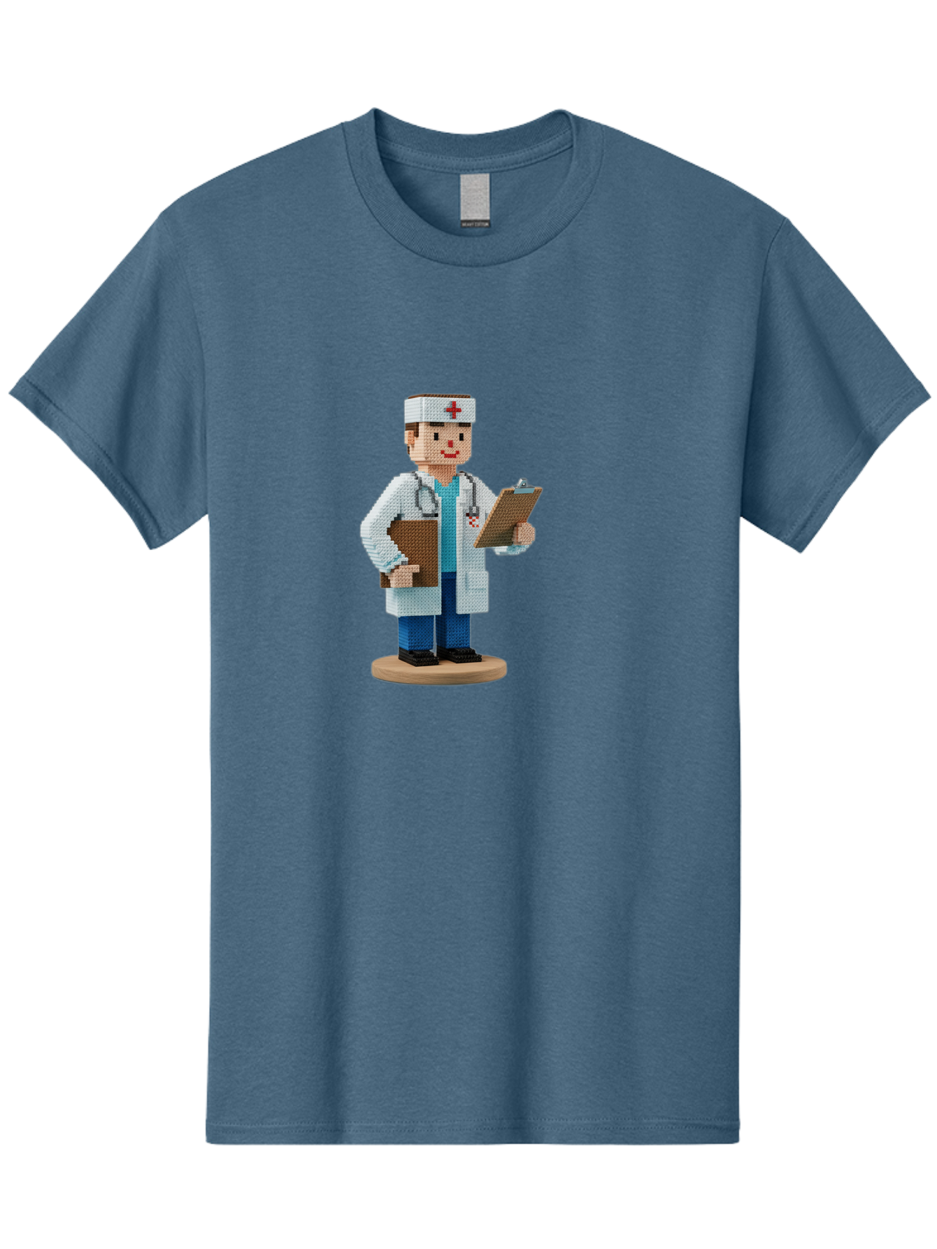 Doctor-Pixel-Art Men'S Graphic Tee, 100% Cotton, Comfortable Casual Summer Wear, Machine Washable, Pixel Art Doctor, Medical Professional, Healthcare Worker, White Coat, Stethoscope, Clipboard, Medical Records, Healthcare Services, Baa475
