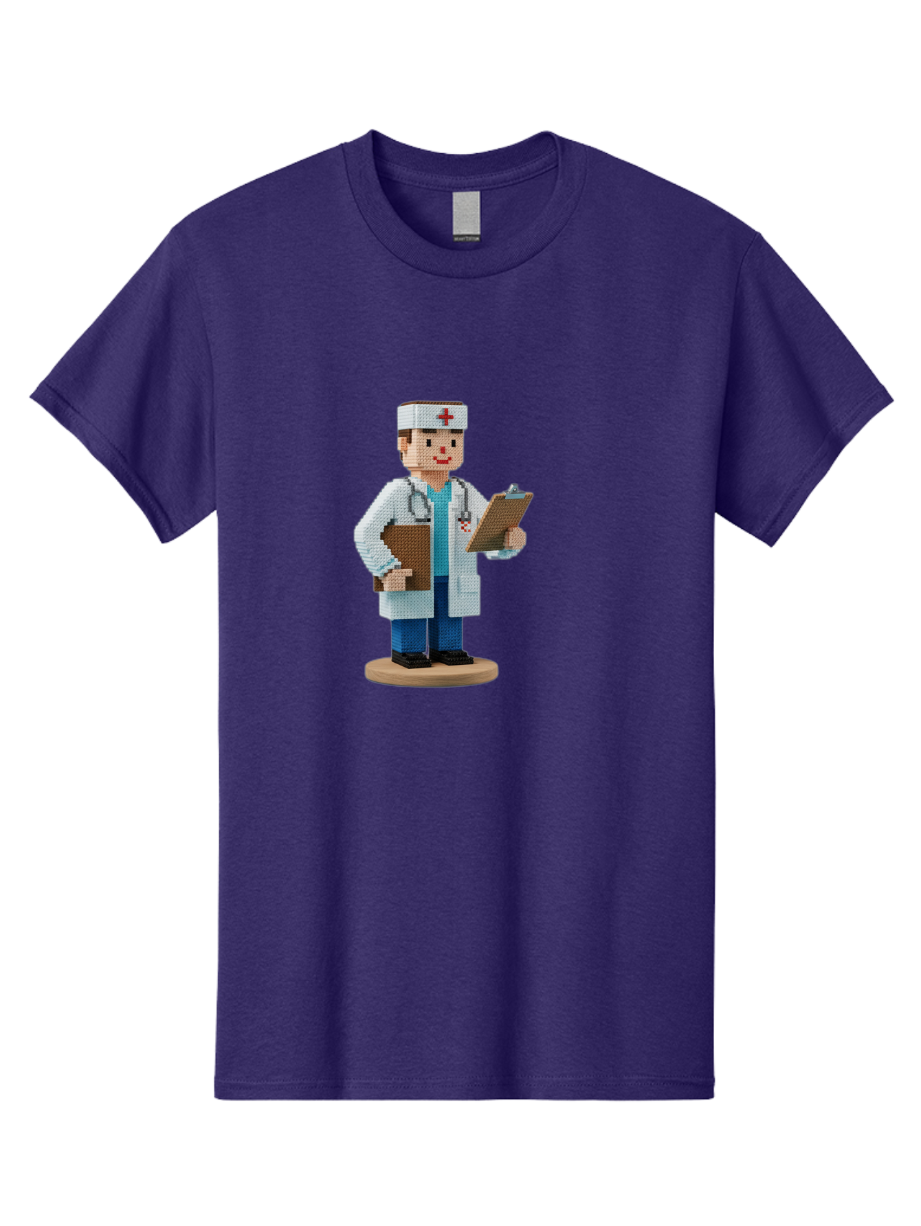 Doctor-Pixel-Art Men'S Graphic Tee, 100% Cotton, Comfortable Casual Summer Wear, Machine Washable, Pixel Art Doctor, Medical Professional, Healthcare Worker, White Coat, Stethoscope, Clipboard, Medical Records, Healthcare Services, Baa475
