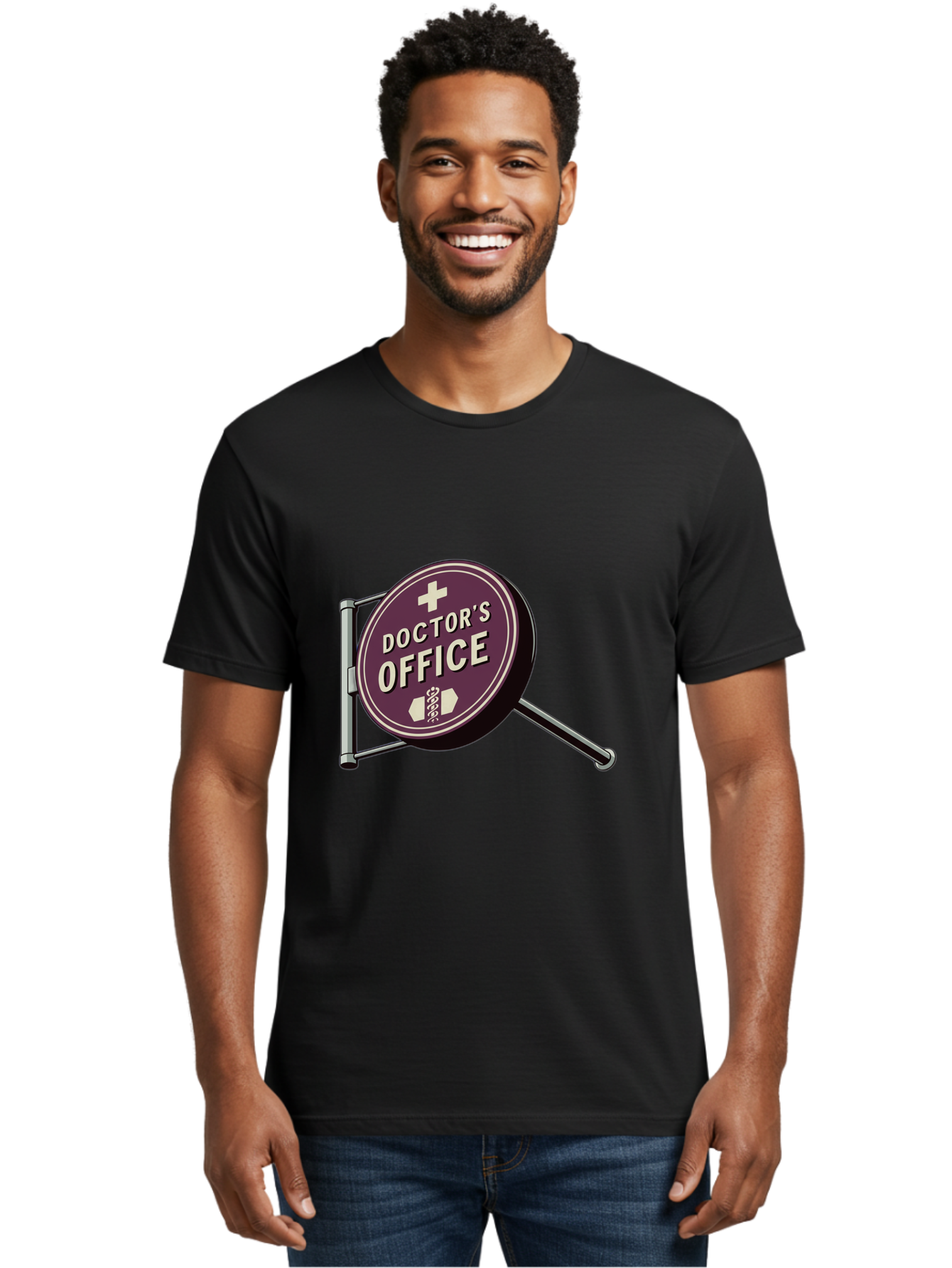 Doctor-S-Office-1 Men'S Graphic Tee, 100% Cotton, Comfortable Casual Summer Wear, Machine Washable, Doctor'S Office Sign, Medical Symbol, Healthcare Logo, Red Circle, White Cross, Snake Wrapped Around Staff, Medical Icons, Vintage Style Baa476