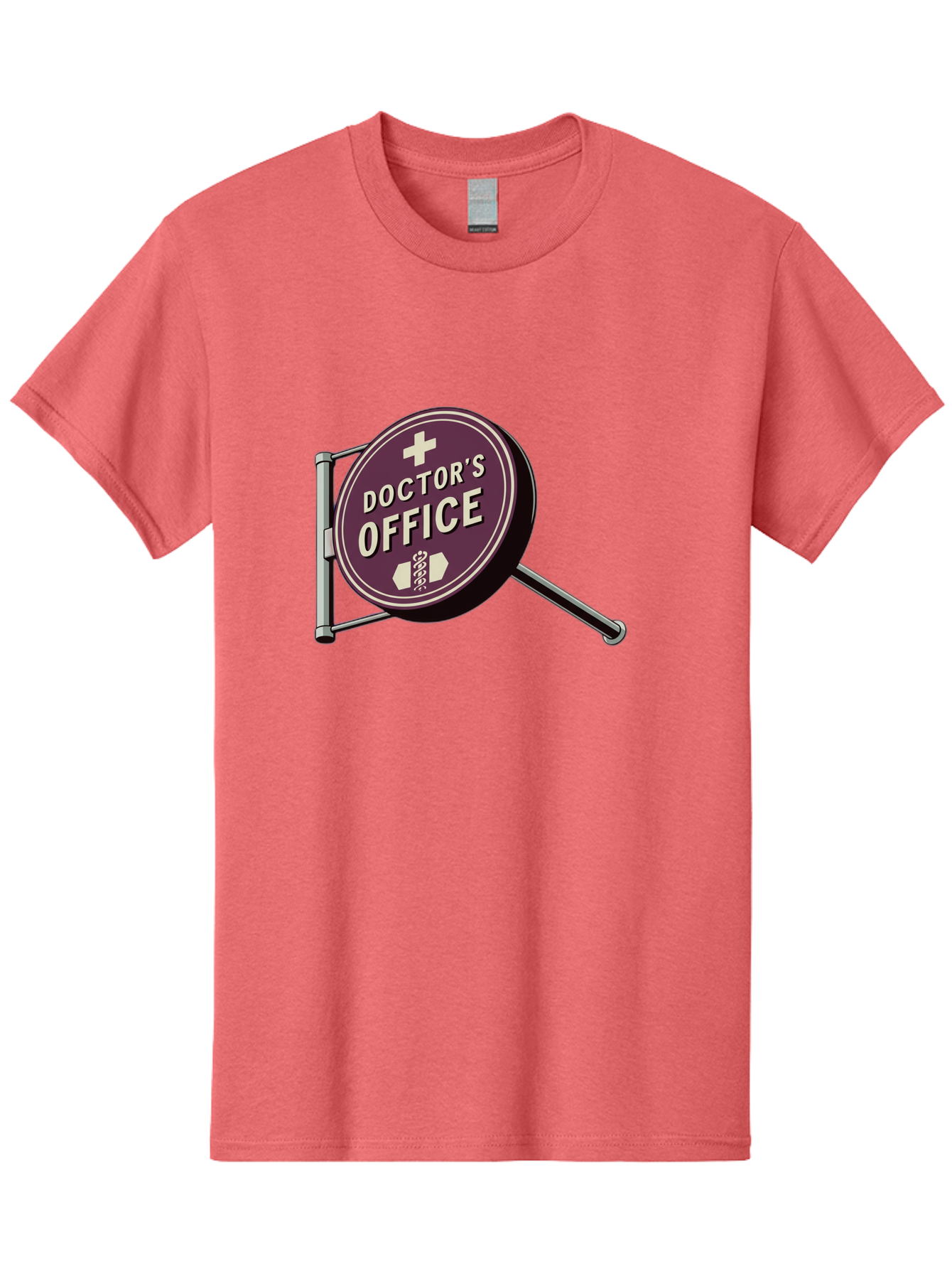 Doctor-S-Office-1 Men'S Graphic Tee, 100% Cotton, Comfortable Casual Summer Wear, Machine Washable, Doctor'S Office Sign, Medical Symbol, Healthcare Logo, Red Circle, White Cross, Snake Wrapped Around Staff, Medical Icons, Vintage Style Baa476