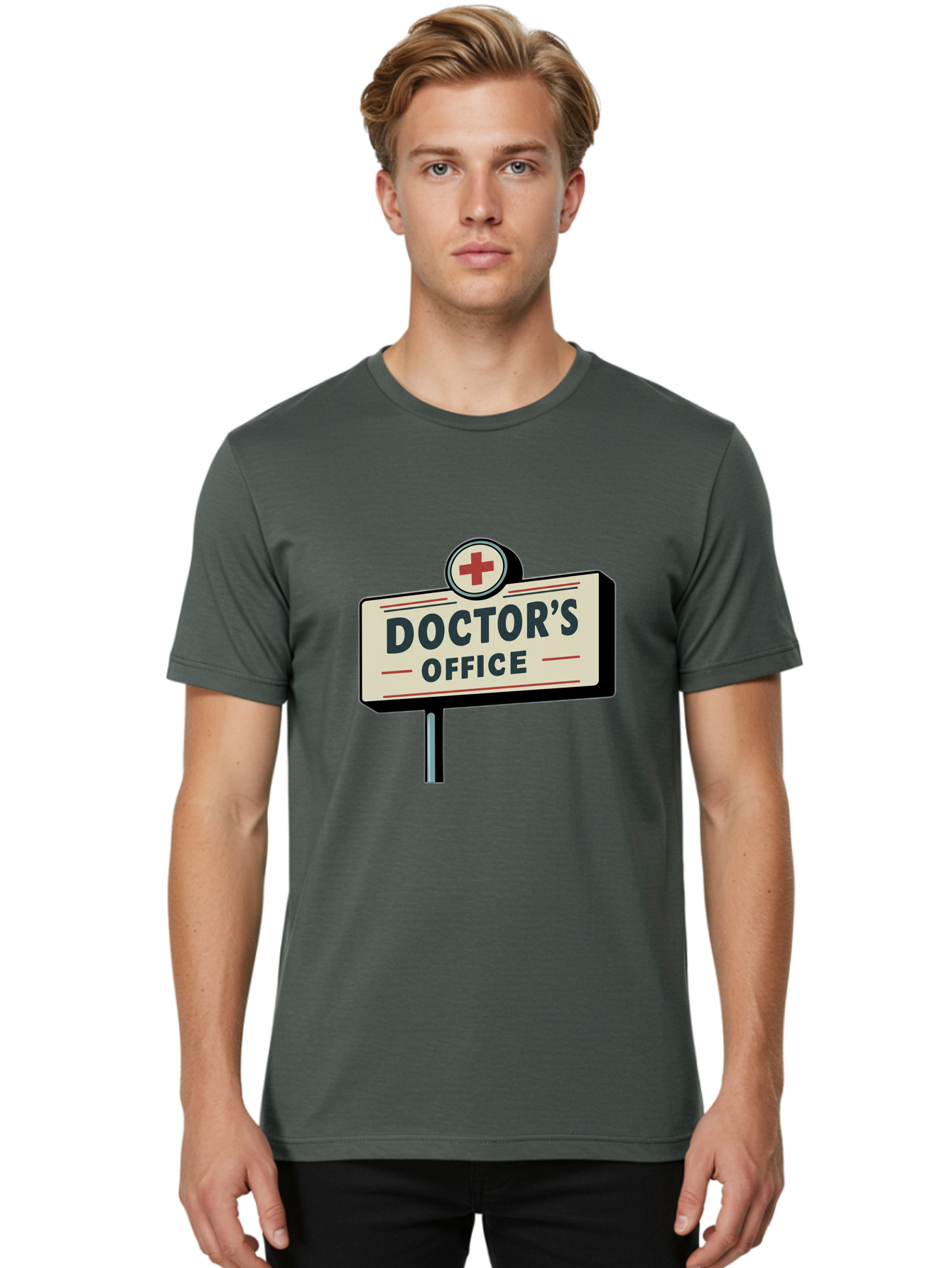 Doctor-S-Office-2 Men'S Graphic Tee, 100% Cotton, Comfortable Casual Summer Wear, Machine Washable, Doctor'S Office Sign, Medical Symbol, Red Cross, Healthcare Signage, Medical Office Indicator, Healthcare Services, Medical Facilities Baa477