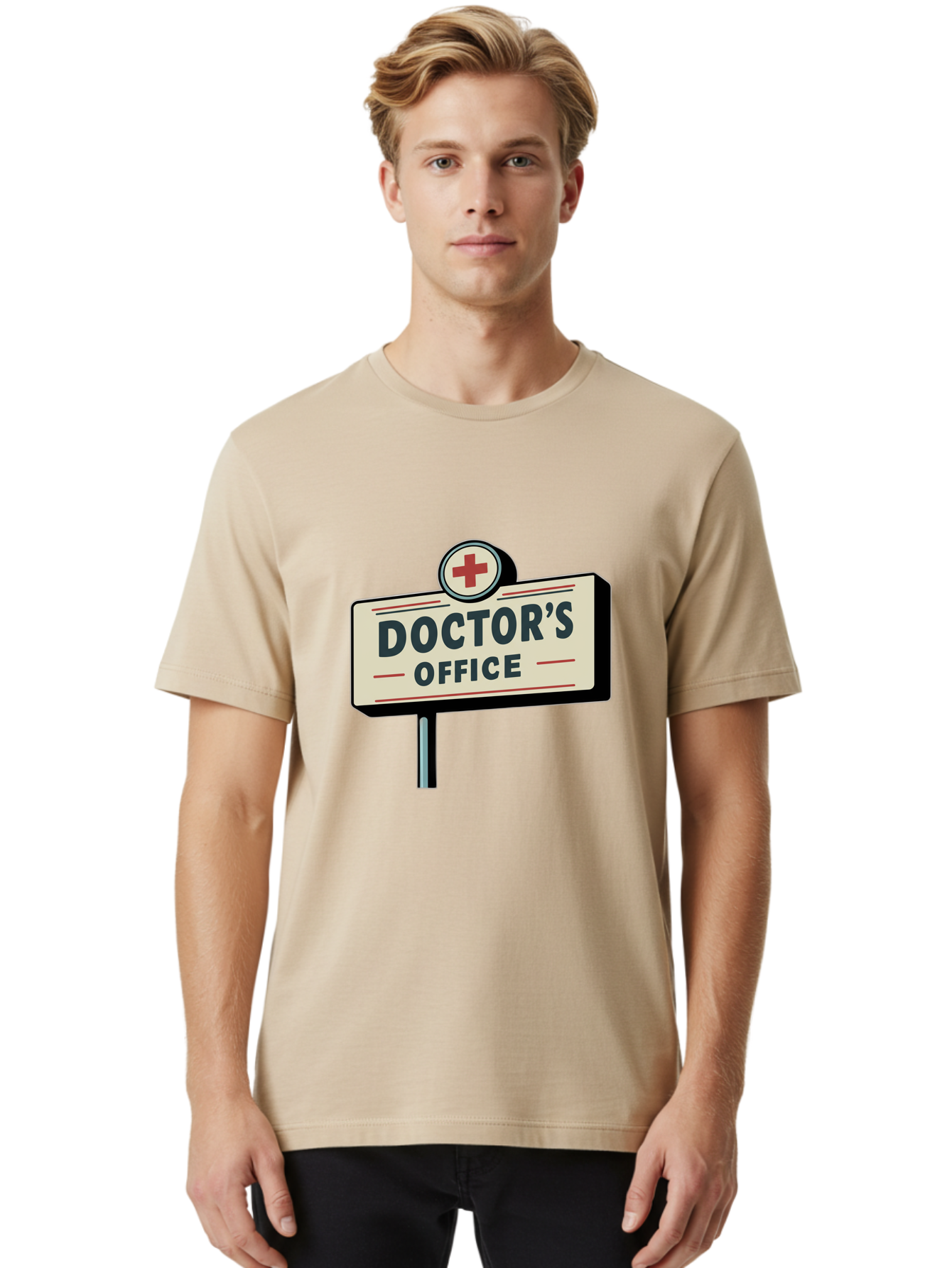 Doctor-S-Office-2 Men'S Graphic Tee, 100% Cotton, Comfortable Casual Summer Wear, Machine Washable, Doctor'S Office Sign, Medical Symbol, Red Cross, Healthcare Signage, Medical Office Indicator, Healthcare Services, Medical Facilities Baa477