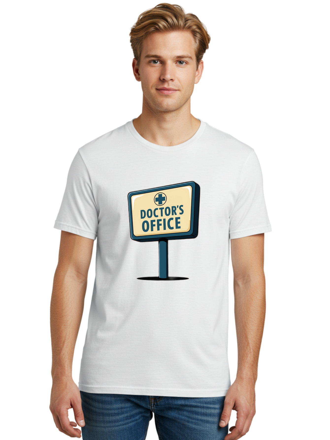 Doctor-S-Office-5 Men'S Graphic Tee, 100% Cotton, Comfortable Casual Summer Wear, Machine Washable, Doctor'S Office Sign, Medical Cross Symbol, Healthcare Facility, Medical Services, Doctor'S Office, Healthcare Provider Baa480