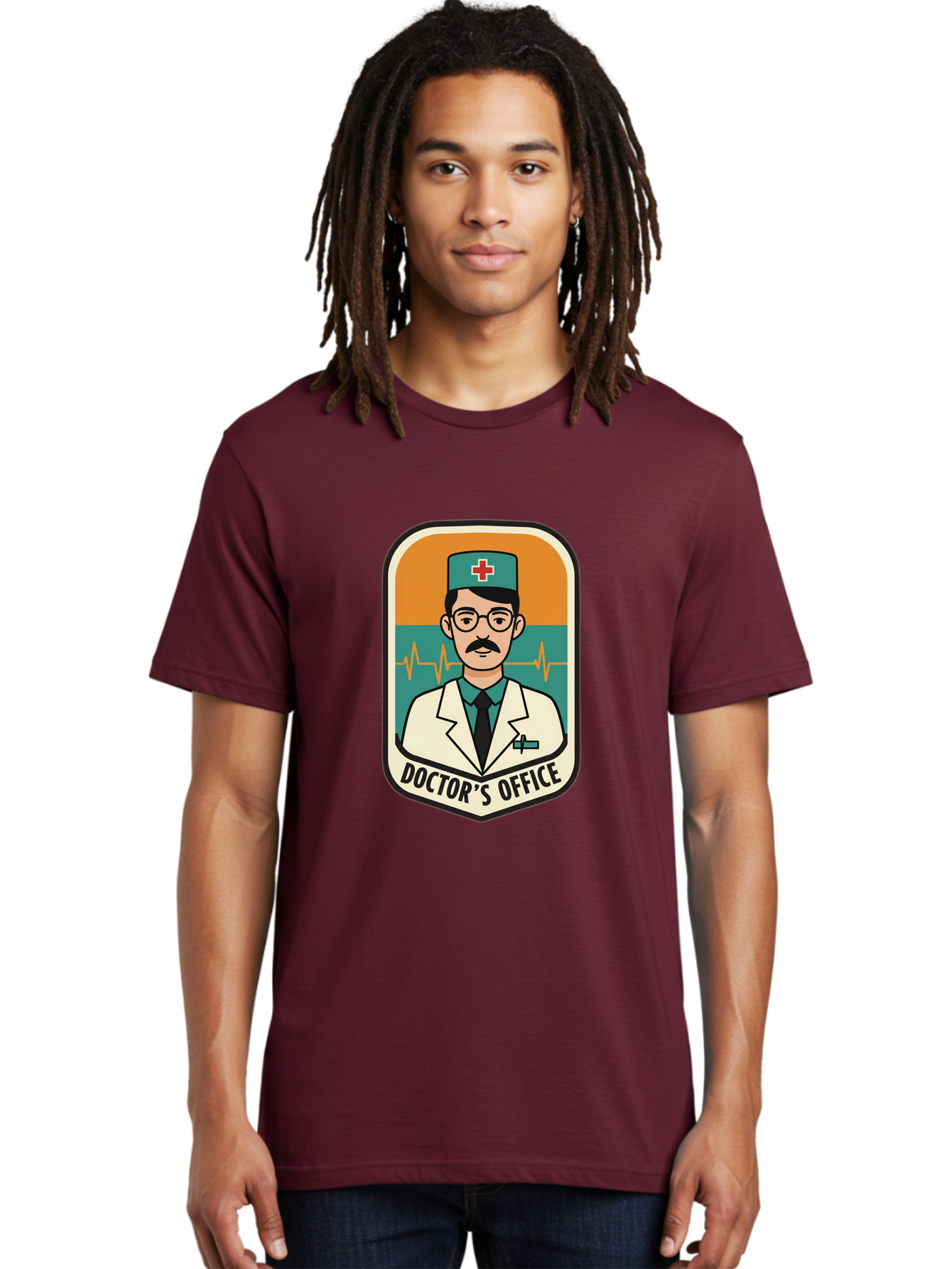 Doctor-S-Office Men'S Graphic Tee, 100% Cotton, Comfortable Casual Summer Wear, Machine Washable, Male Doctor, Medical Professional, Doctor'S Office, Healthcare Services, Medical Checkup, Health Monitoring, Ecg Reading, Medical Staff, Baa482