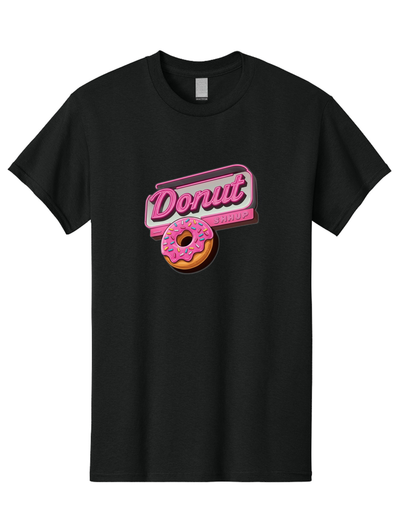Donut-5 Men'S Graphic Tee, 100% Cotton, Comfortable Casual Summer Wear, Machine Washable, Donut With Pink Glaze And Sprinkles, Donut Shop Sign, Sweet Treats, Bakery, Dessert, Colorful, Pastel, Tasty, Donut Lover, Treat Yourself Baa499