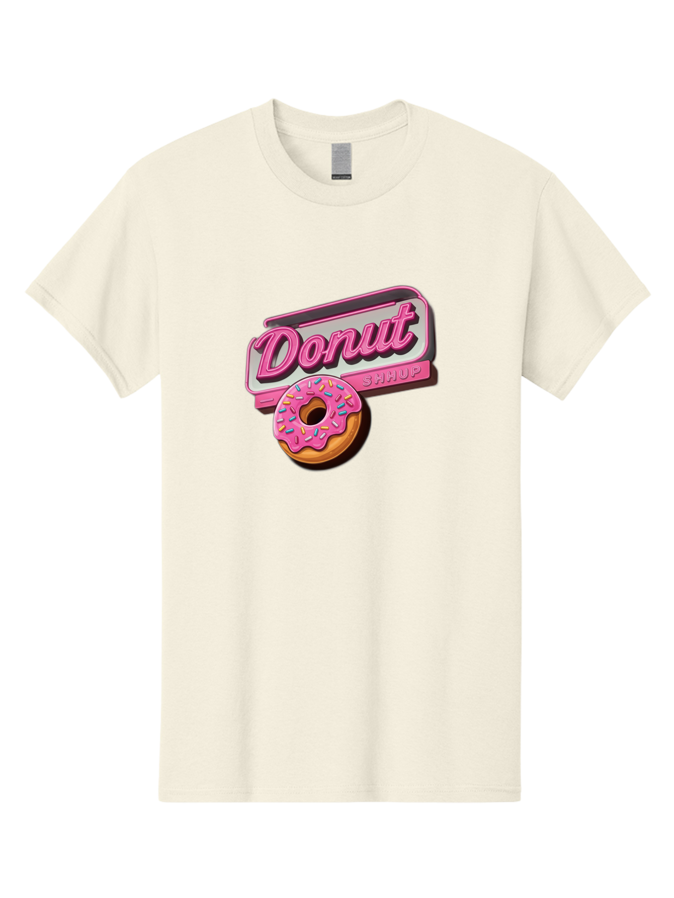Donut-5 Men'S Graphic Tee, 100% Cotton, Comfortable Casual Summer Wear, Machine Washable, Donut With Pink Glaze And Sprinkles, Donut Shop Sign, Sweet Treats, Bakery, Dessert, Colorful, Pastel, Tasty, Donut Lover, Treat Yourself Baa499