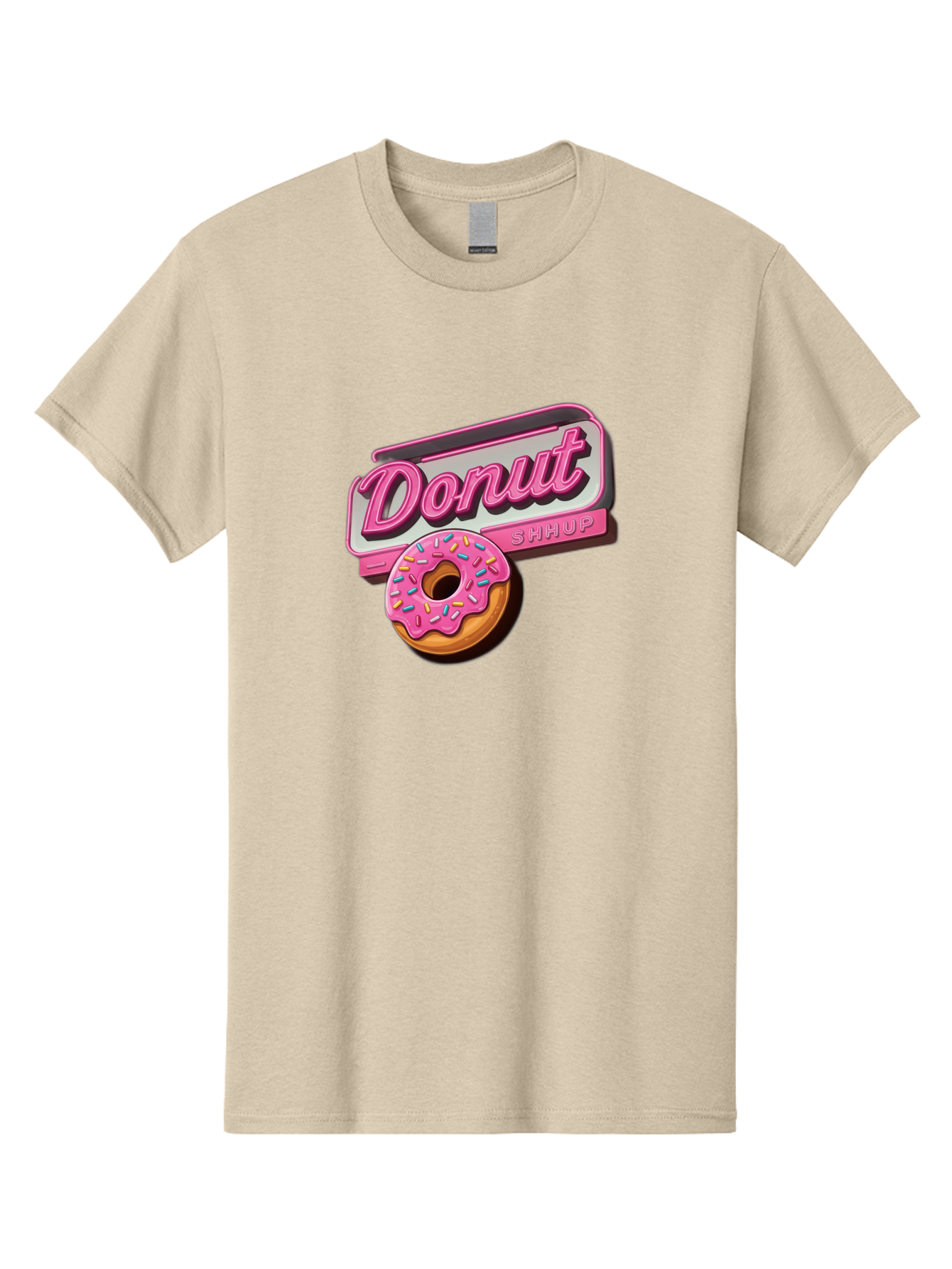 Donut-5 Men'S Graphic Tee, 100% Cotton, Comfortable Casual Summer Wear, Machine Washable, Donut With Pink Glaze And Sprinkles, Donut Shop Sign, Sweet Treats, Bakery, Dessert, Colorful, Pastel, Tasty, Donut Lover, Treat Yourself Baa499