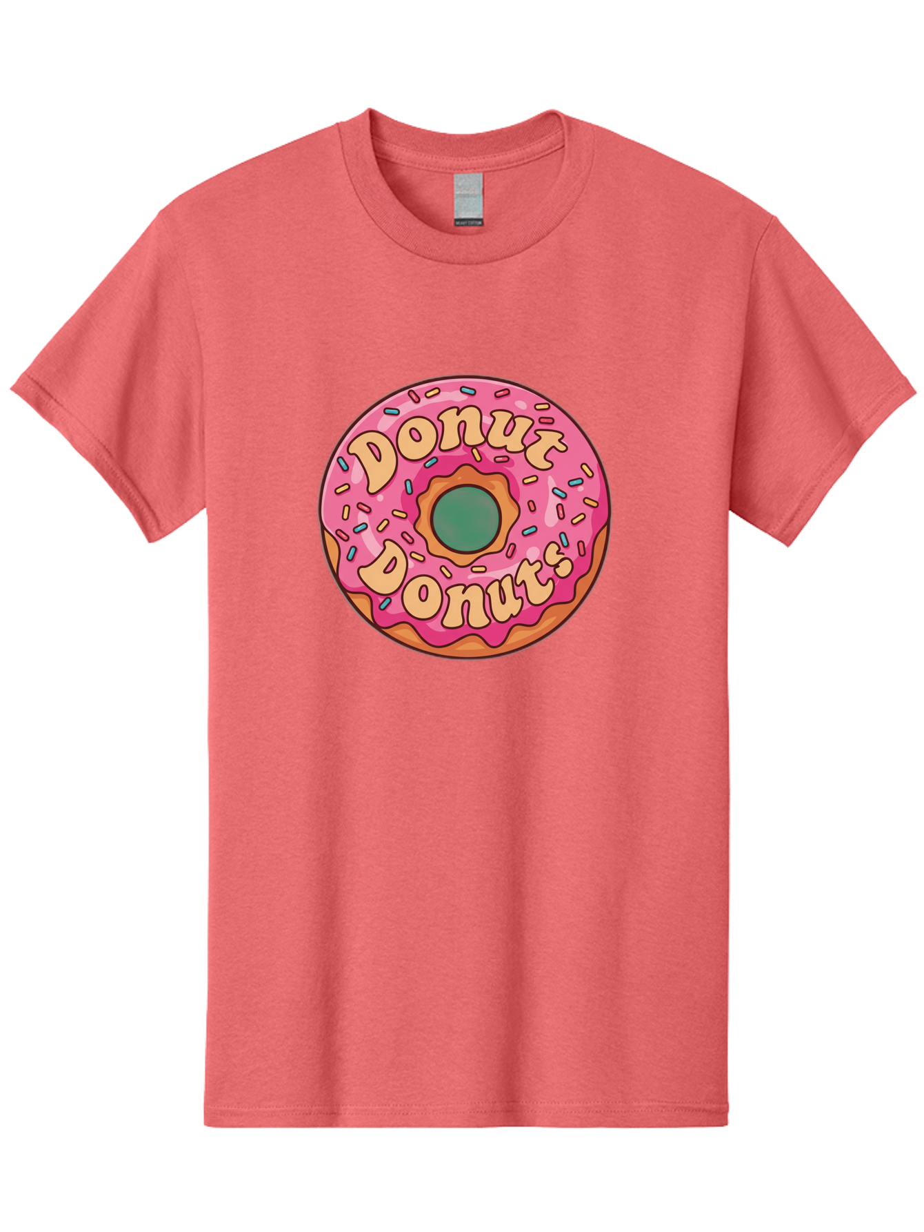 Donut-Donuts Men'S Graphic Tee, 100% Cotton, Comfortable Casual Summer Wear, Machine Washable, Pink Frosted Donut, Donut Shop, Sweet Treats, Baked Goods, Colorful Sprinkles, Tasty Pastry, Donut Lovers, Dessert Delight, Tasty Donut Baa505