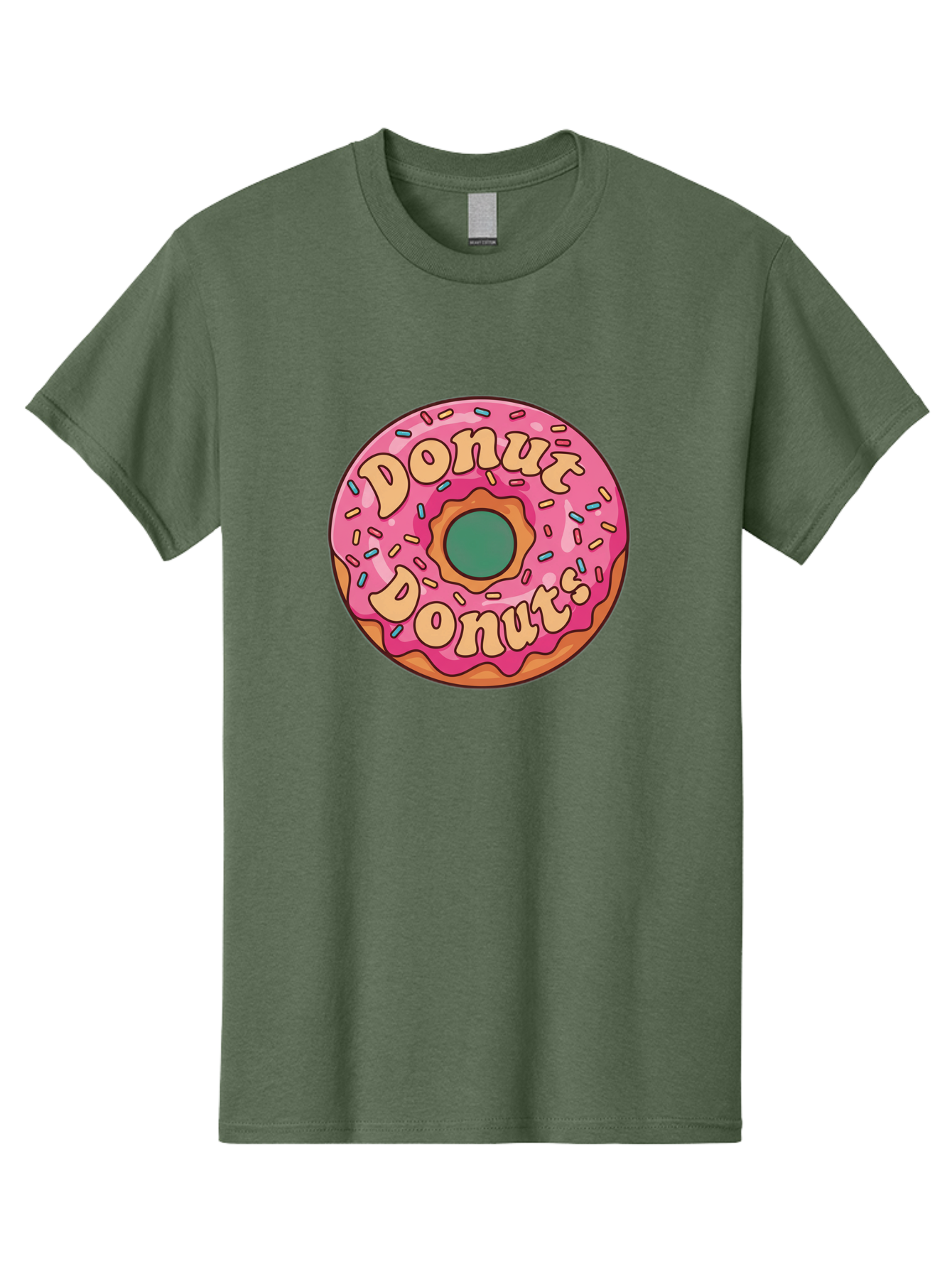 Donut-Donuts Men'S Graphic Tee, 100% Cotton, Comfortable Casual Summer Wear, Machine Washable, Pink Frosted Donut, Donut Shop, Sweet Treats, Baked Goods, Colorful Sprinkles, Tasty Pastry, Donut Lovers, Dessert Delight, Tasty Donut Baa505