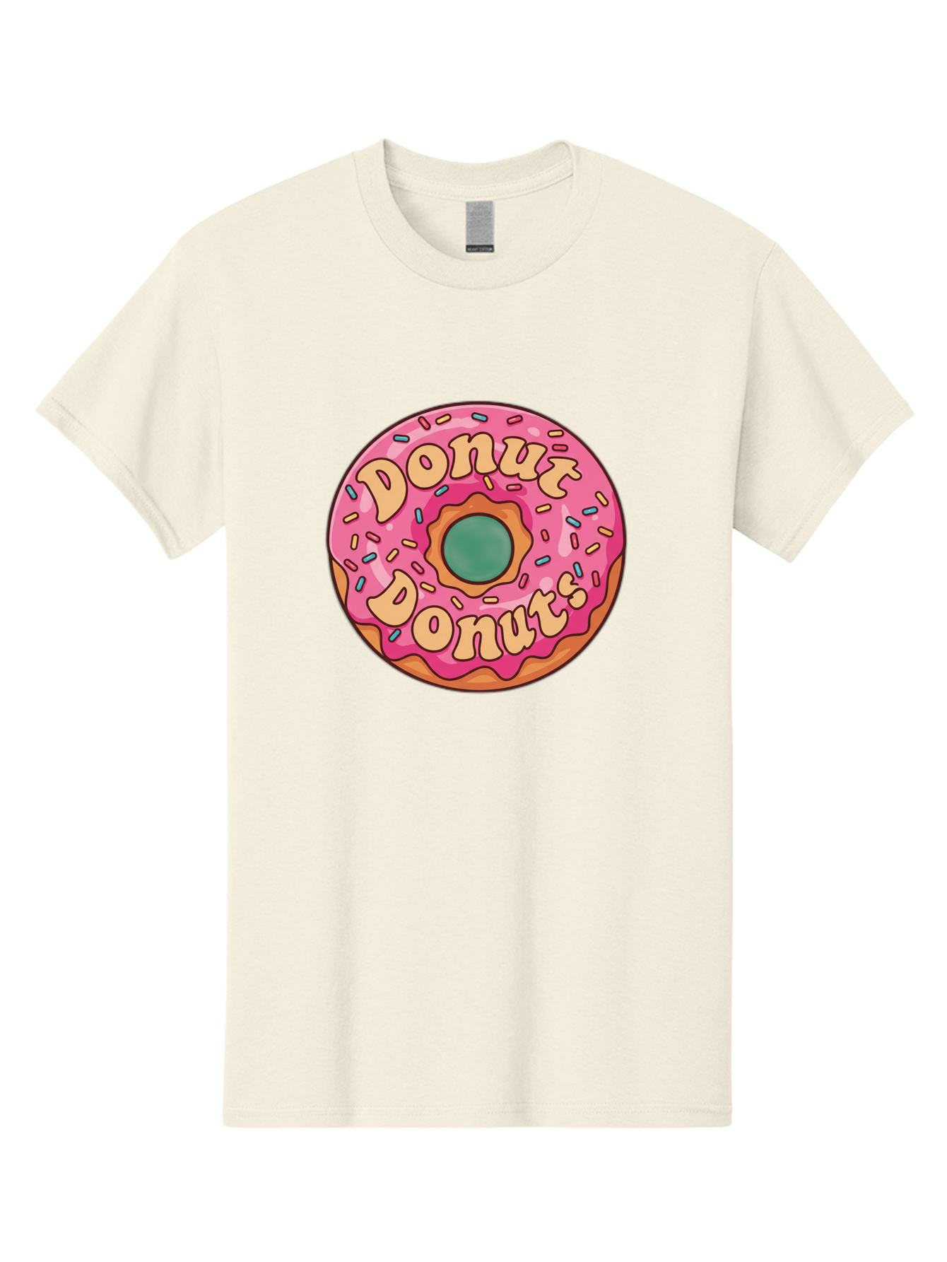 Donut-Donuts Men'S Graphic Tee, 100% Cotton, Comfortable Casual Summer Wear, Machine Washable, Pink Frosted Donut, Donut Shop, Sweet Treats, Baked Goods, Colorful Sprinkles, Tasty Pastry, Donut Lovers, Dessert Delight, Tasty Donut Baa505