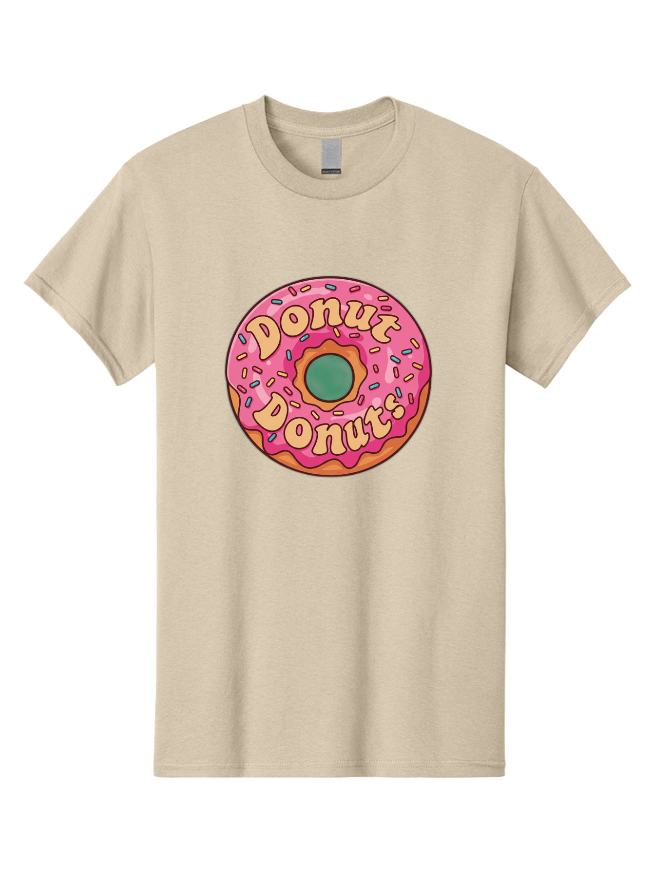 Donut-Donuts Men'S Graphic Tee, 100% Cotton, Comfortable Casual Summer Wear, Machine Washable, Pink Frosted Donut, Donut Shop, Sweet Treats, Baked Goods, Colorful Sprinkles, Tasty Pastry, Donut Lovers, Dessert Delight, Tasty Donut Baa505