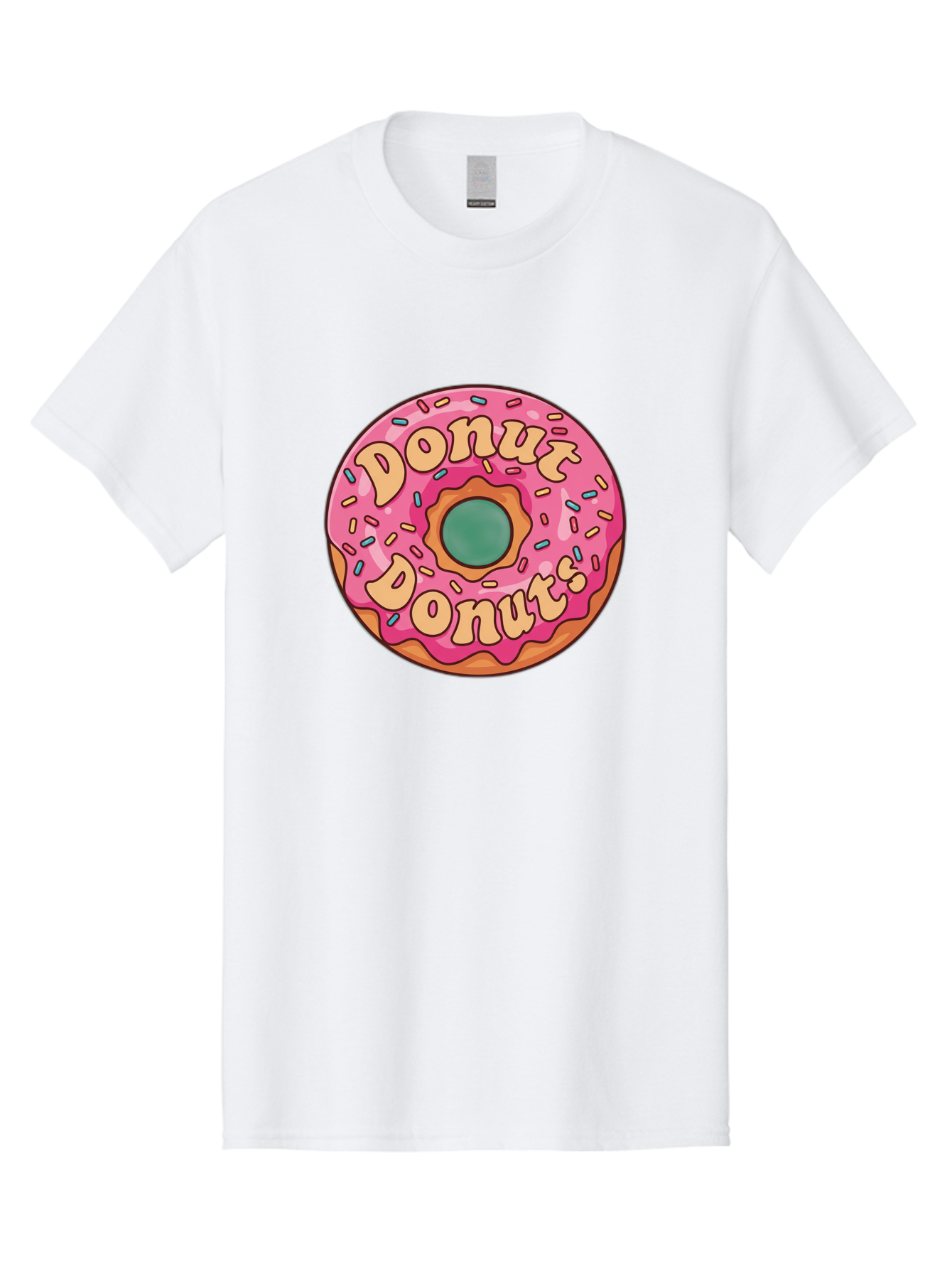 Donut-Donuts Men'S Graphic Tee, 100% Cotton, Comfortable Casual Summer Wear, Machine Washable, Pink Frosted Donut, Donut Shop, Sweet Treats, Baked Goods, Colorful Sprinkles, Tasty Pastry, Donut Lovers, Dessert Delight, Tasty Donut Baa505