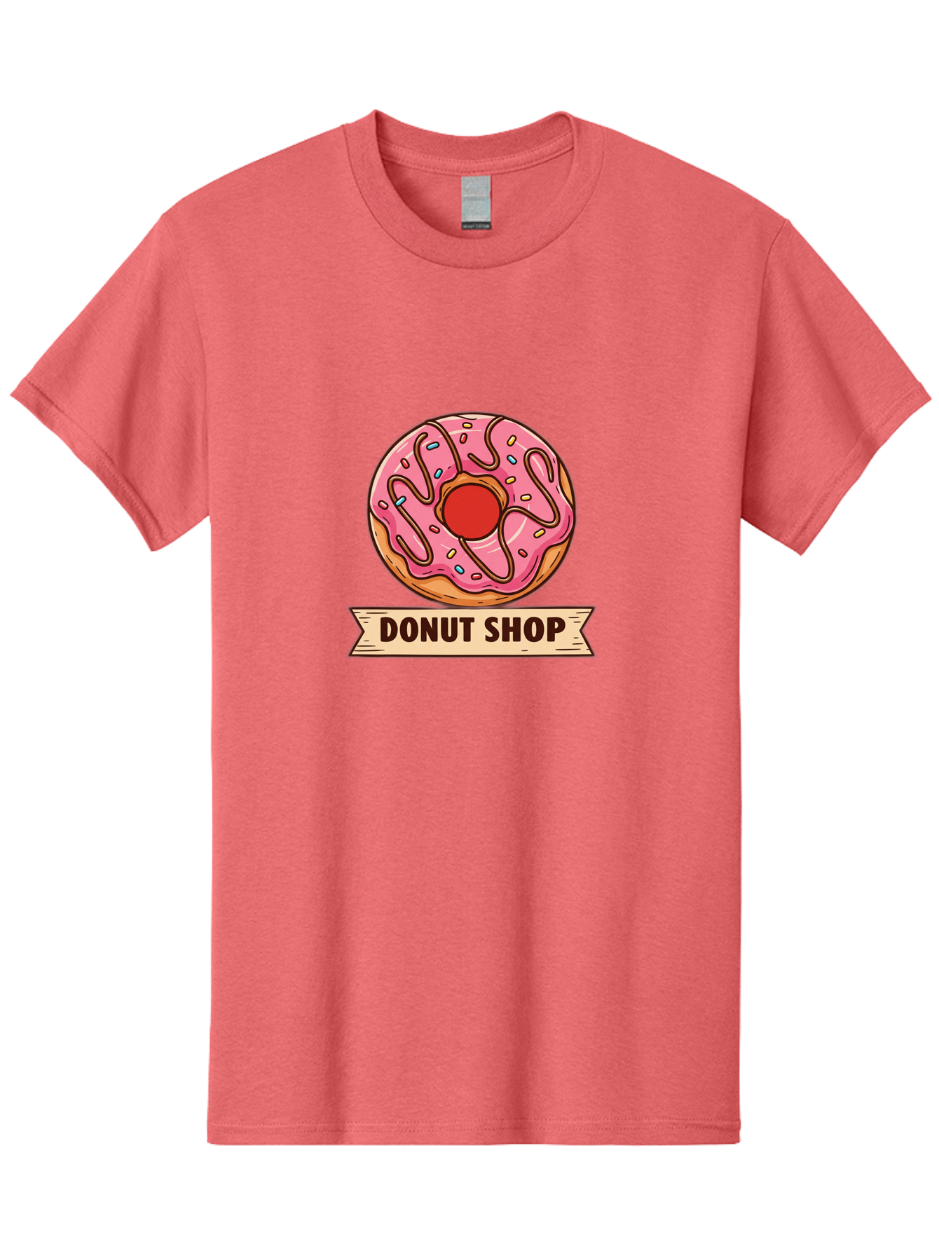 Donut-Shop-1 Men'S Graphic Tee, 100% Cotton, Comfortable Casual Summer Wear, Machine Washable, Pink Frosted Donut, Sprinkles, Sweet Treats, Donut Shop, Baked Goods, Tasty Pastries, Colorful Dessert, Indulgent Snack, Donut Lovers Baa512
