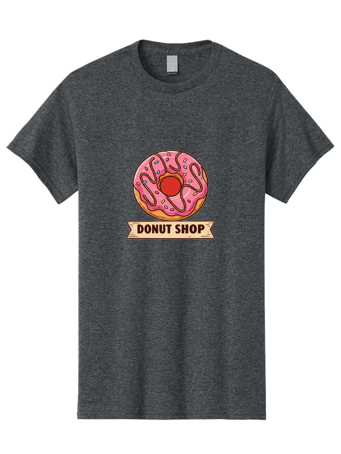 Donut-Shop-1 Men'S Graphic Tee, 100% Cotton, Comfortable Casual Summer Wear, Machine Washable, Pink Frosted Donut, Sprinkles, Sweet Treats, Donut Shop, Baked Goods, Tasty Pastries, Colorful Dessert, Indulgent Snack, Donut Lovers Baa512