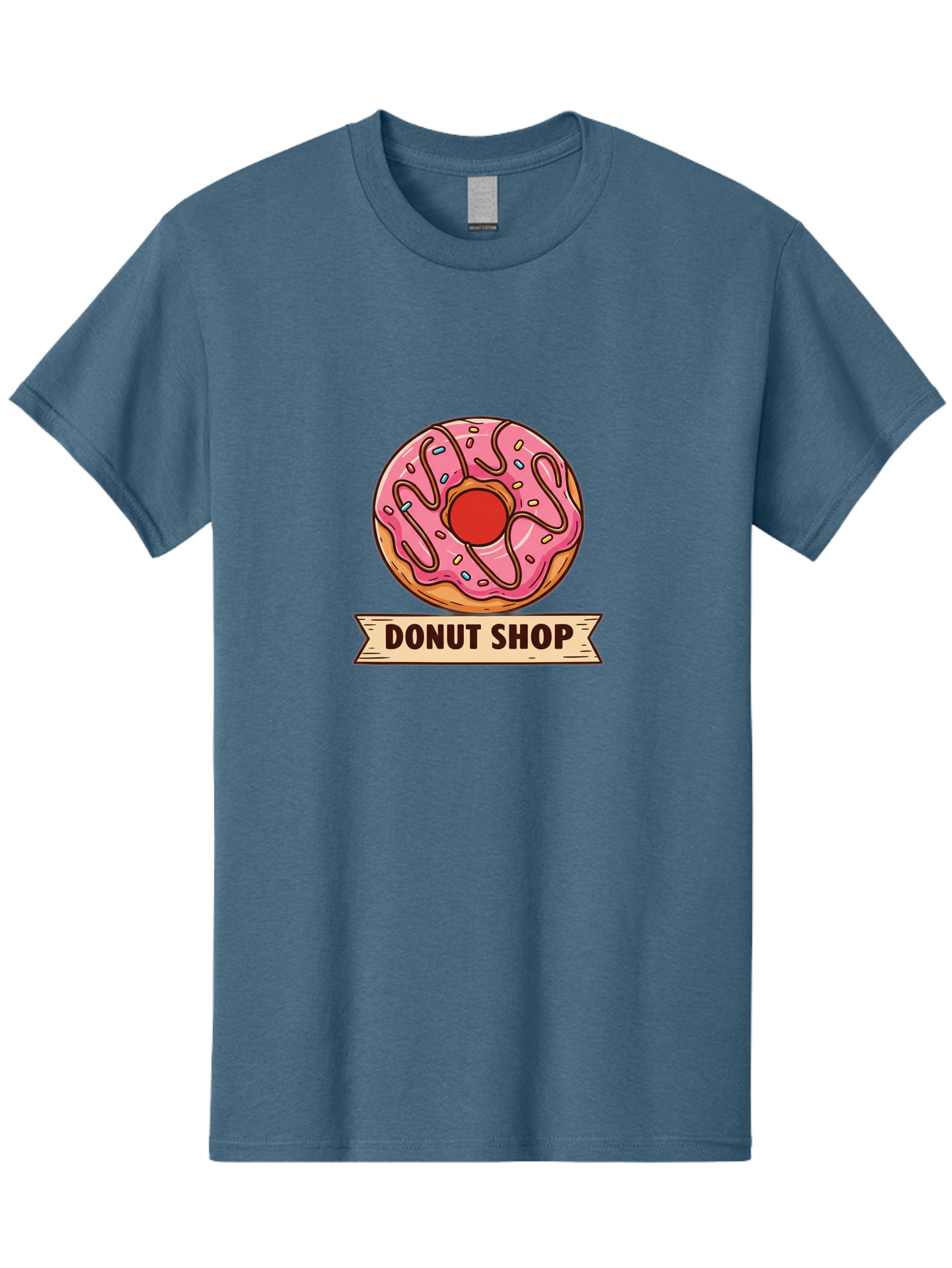Donut-Shop-1 Men'S Graphic Tee, 100% Cotton, Comfortable Casual Summer Wear, Machine Washable, Pink Frosted Donut, Sprinkles, Sweet Treats, Donut Shop, Baked Goods, Tasty Pastries, Colorful Dessert, Indulgent Snack, Donut Lovers Baa512