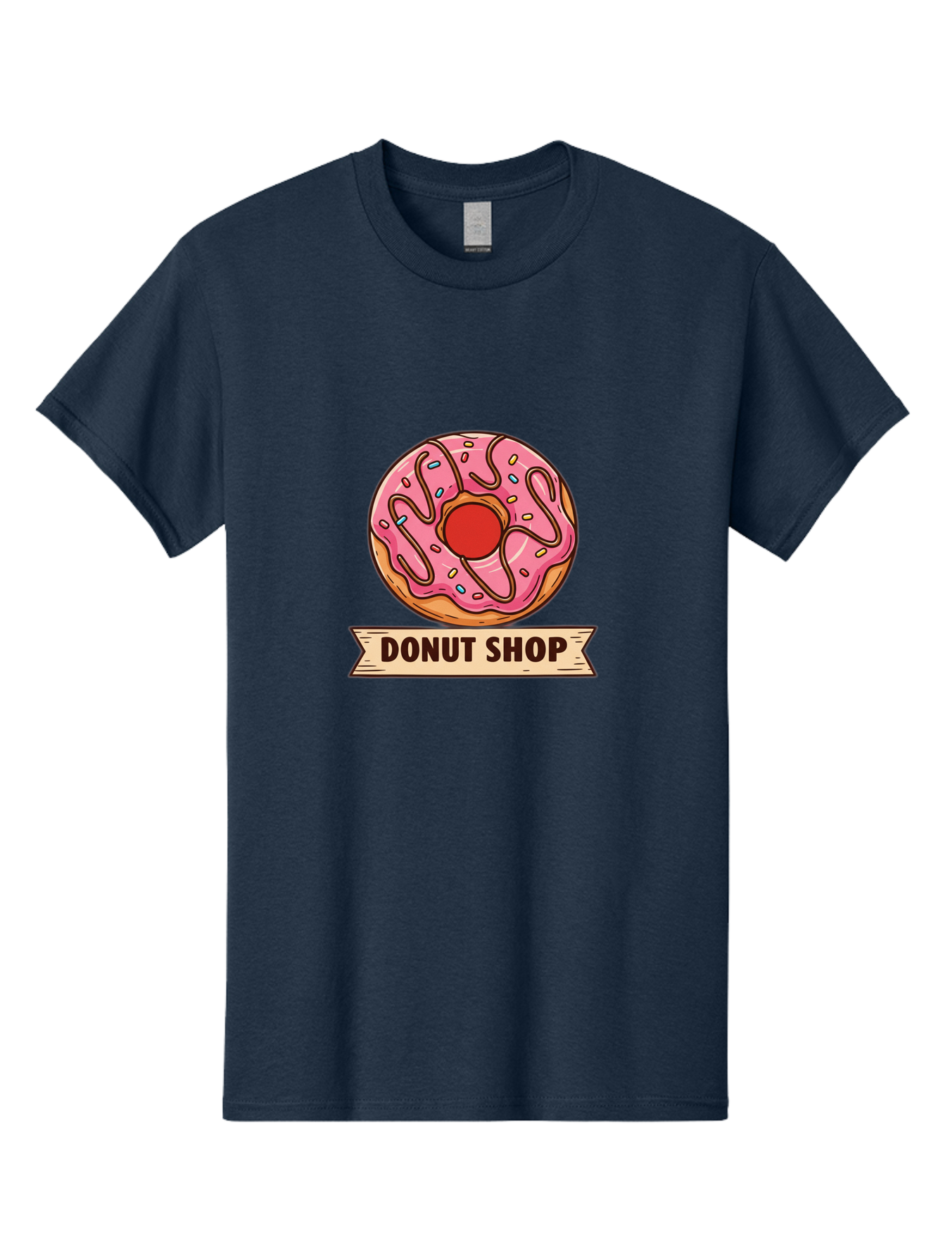 Donut-Shop-1 Men'S Graphic Tee, 100% Cotton, Comfortable Casual Summer Wear, Machine Washable, Pink Frosted Donut, Sprinkles, Sweet Treats, Donut Shop, Baked Goods, Tasty Pastries, Colorful Dessert, Indulgent Snack, Donut Lovers Baa512