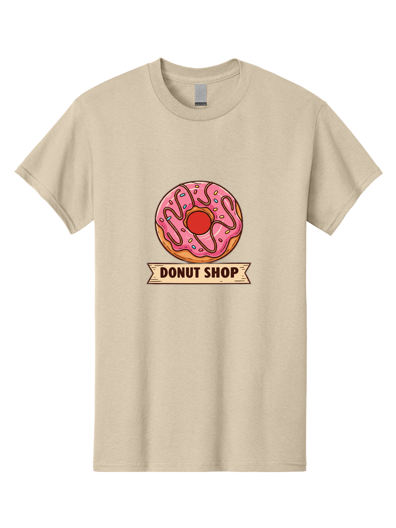 Donut-Shop-1 Men'S Graphic Tee, 100% Cotton, Comfortable Casual Summer Wear, Machine Washable, Pink Frosted Donut, Sprinkles, Sweet Treats, Donut Shop, Baked Goods, Tasty Pastries, Colorful Dessert, Indulgent Snack, Donut Lovers Baa512
