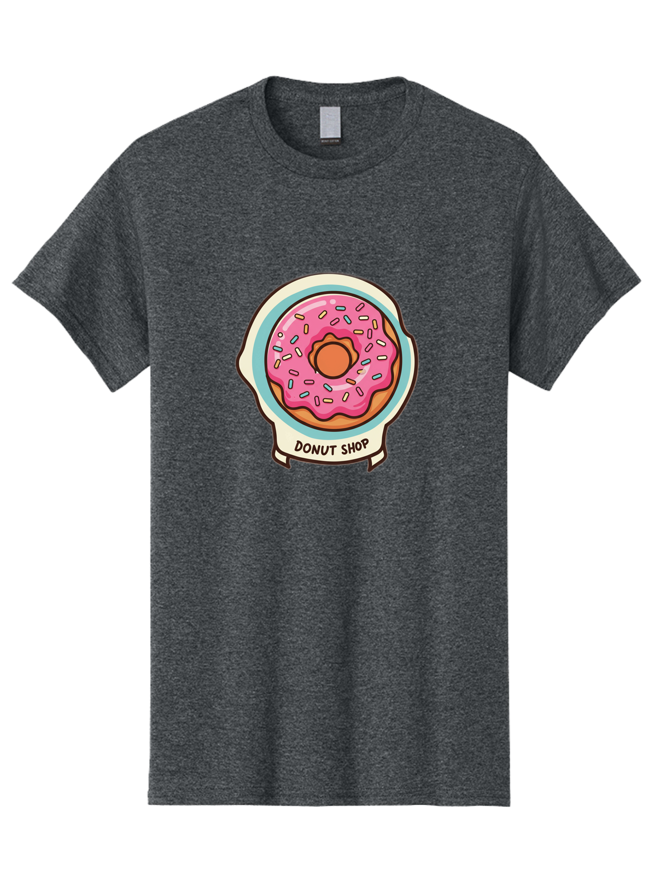 Donut-Shop Men'S Graphic Tee, 100% Cotton, Comfortable Casual Summer Wear, Machine Washable, Donut Shop, Pink Frosted Donut, Sprinkles, Sweet Treats, Baked Goods, Tasty Pastries, Donut Lover, Dessert Shop Baa513