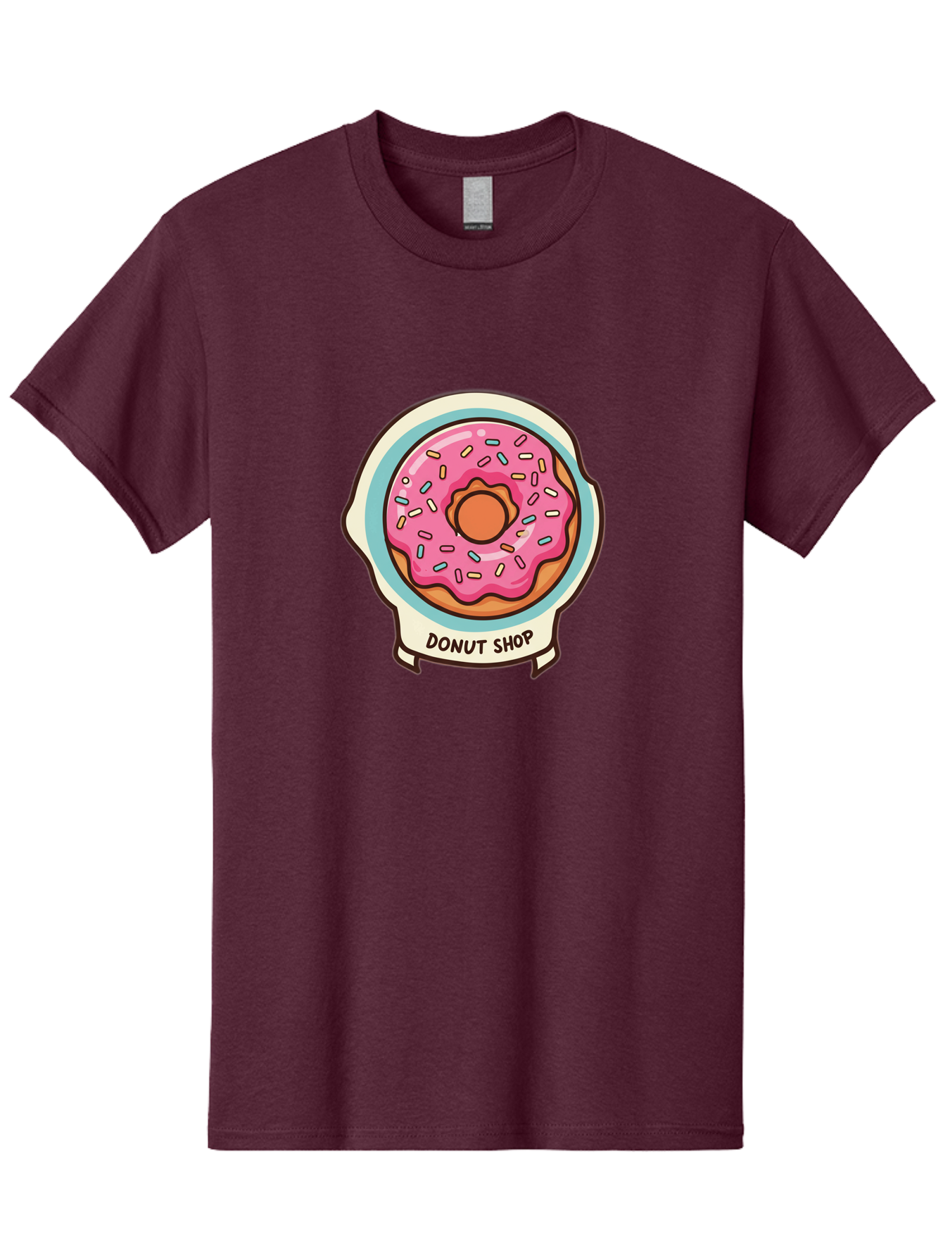 Donut-Shop Men'S Graphic Tee, 100% Cotton, Comfortable Casual Summer Wear, Machine Washable, Donut Shop, Pink Frosted Donut, Sprinkles, Sweet Treats, Baked Goods, Tasty Pastries, Donut Lover, Dessert Shop Baa513