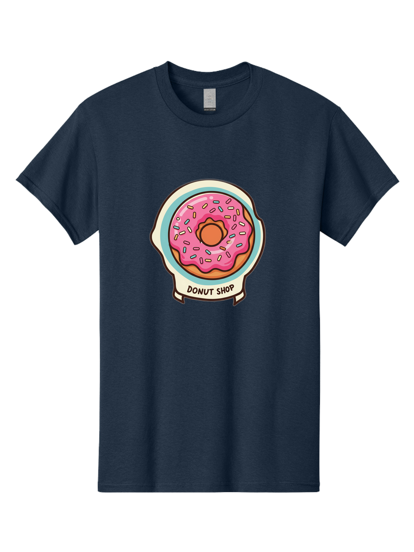 Donut-Shop Men'S Graphic Tee, 100% Cotton, Comfortable Casual Summer Wear, Machine Washable, Donut Shop, Pink Frosted Donut, Sprinkles, Sweet Treats, Baked Goods, Tasty Pastries, Donut Lover, Dessert Shop Baa513