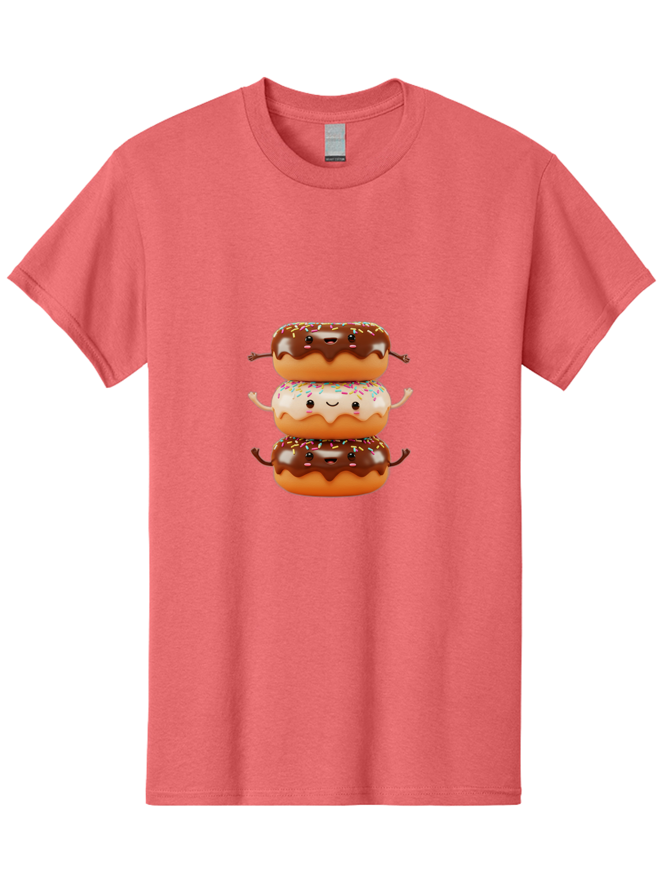 Donut-Stack Men'S Graphic Tee, 100% Cotton, Comfortable Casual Summer Wear, Machine Washable, Stacked Donuts, Chocolate Glazed Donut, Sprinkles Donut, Smiling Faces, Colorful Sweets, Playful Pastries, Sweet Treats, Dessert Lovers, Donut Stack, Baa514