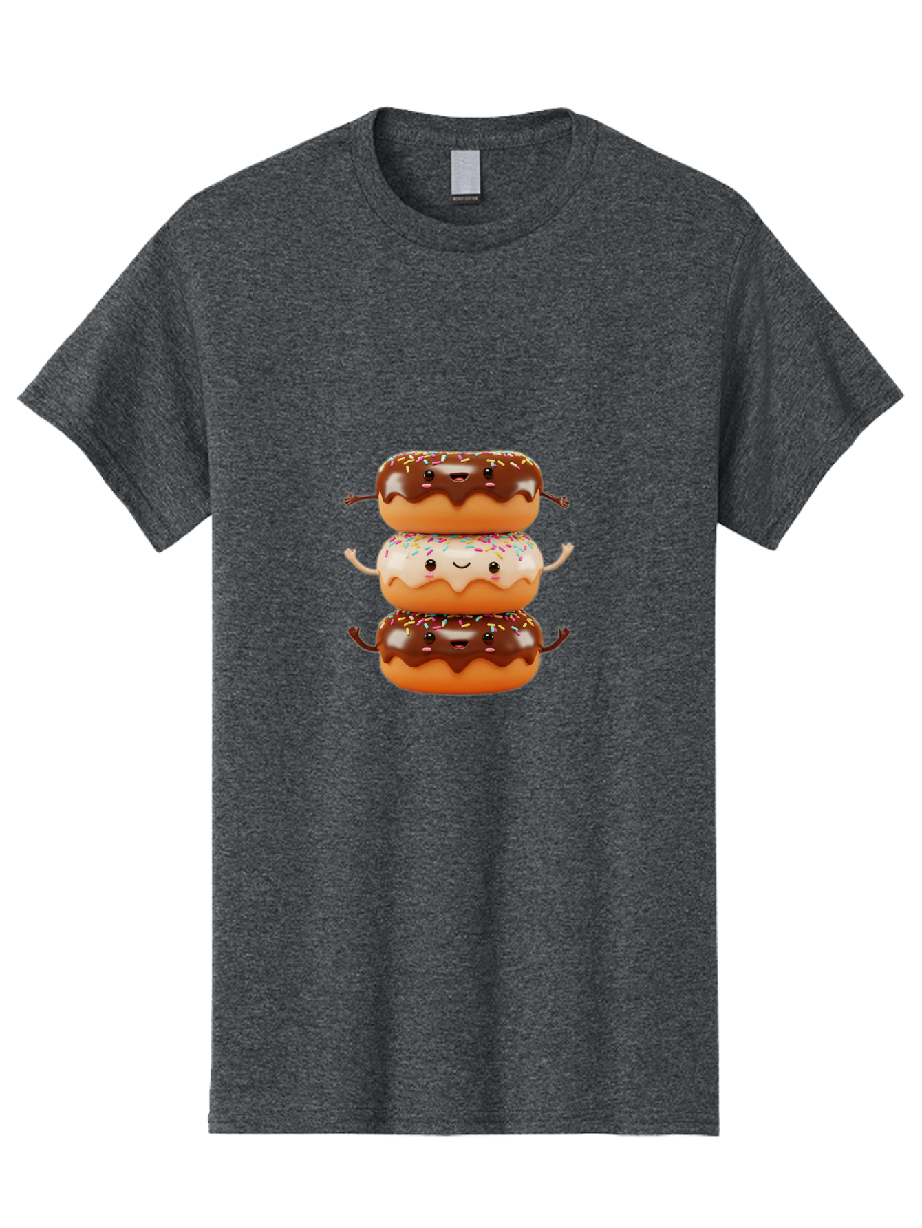 Donut-Stack Men'S Graphic Tee, 100% Cotton, Comfortable Casual Summer Wear, Machine Washable, Stacked Donuts, Chocolate Glazed Donut, Sprinkles Donut, Smiling Faces, Colorful Sweets, Playful Pastries, Sweet Treats, Dessert Lovers, Donut Stack, Baa514