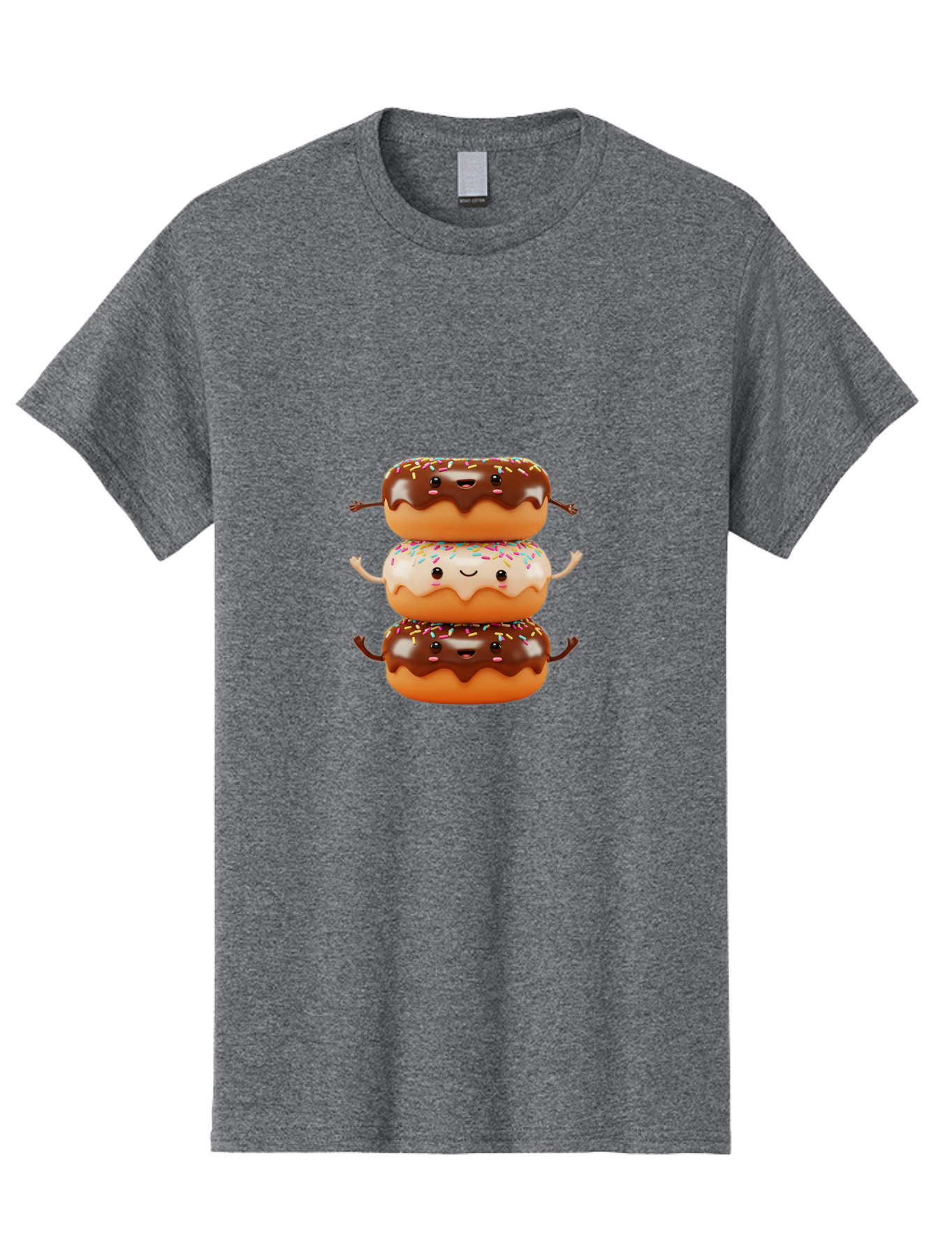 Donut-Stack Men'S Graphic Tee, 100% Cotton, Comfortable Casual Summer Wear, Machine Washable, Stacked Donuts, Chocolate Glazed Donut, Sprinkles Donut, Smiling Faces, Colorful Sweets, Playful Pastries, Sweet Treats, Dessert Lovers, Donut Stack, Baa514
