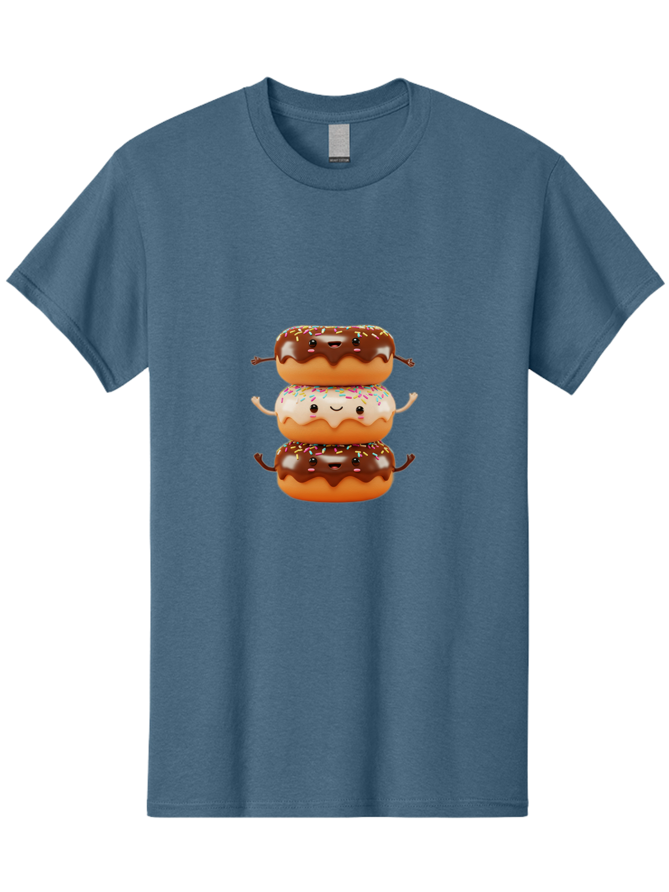 Donut-Stack Men'S Graphic Tee, 100% Cotton, Comfortable Casual Summer Wear, Machine Washable, Stacked Donuts, Chocolate Glazed Donut, Sprinkles Donut, Smiling Faces, Colorful Sweets, Playful Pastries, Sweet Treats, Dessert Lovers, Donut Stack, Baa514