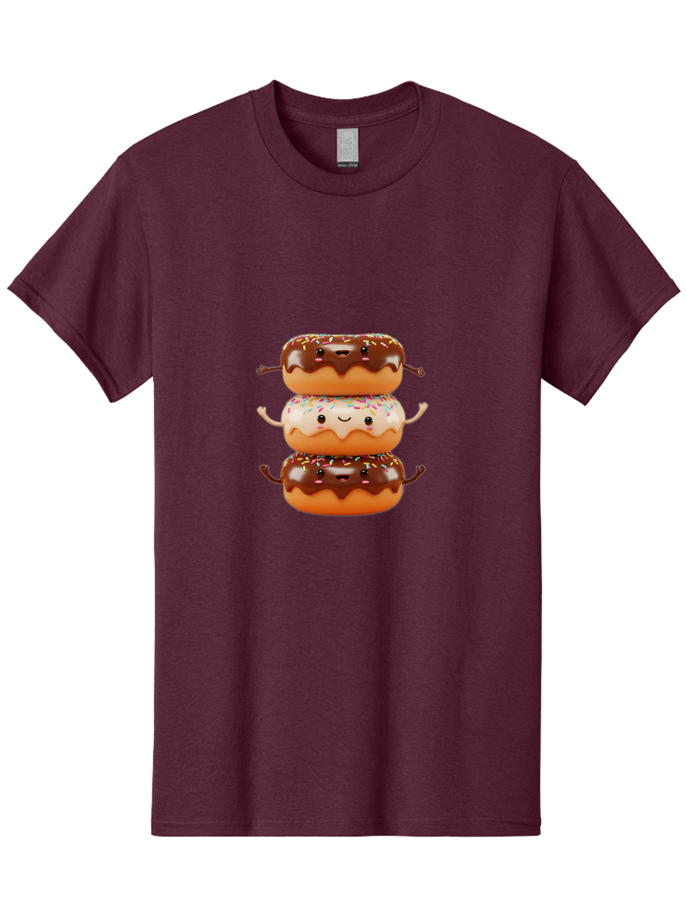 Donut-Stack Men'S Graphic Tee, 100% Cotton, Comfortable Casual Summer Wear, Machine Washable, Stacked Donuts, Chocolate Glazed Donut, Sprinkles Donut, Smiling Faces, Colorful Sweets, Playful Pastries, Sweet Treats, Dessert Lovers, Donut Stack, Baa514
