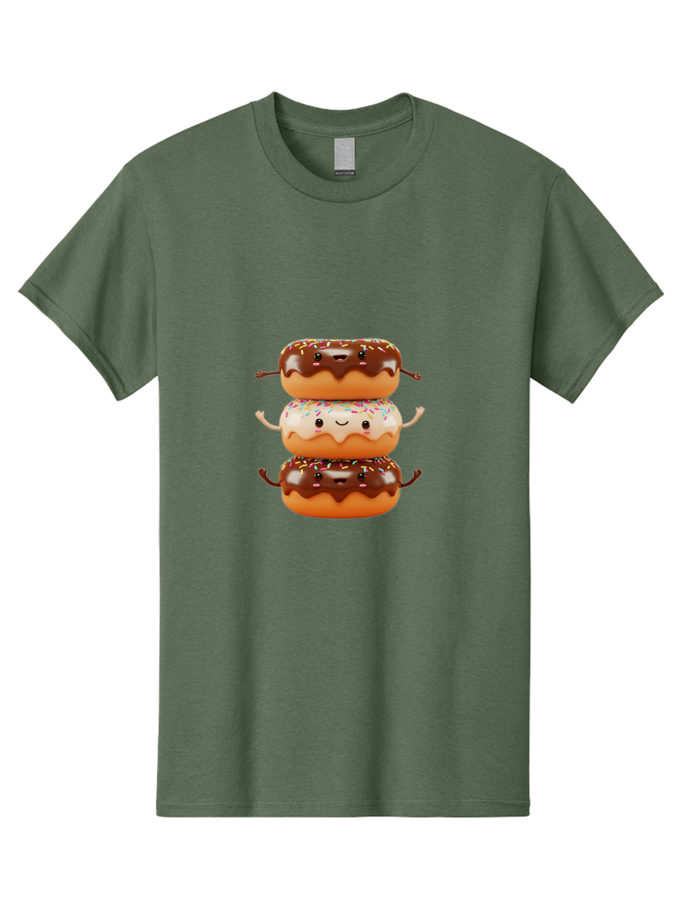 Donut-Stack Men'S Graphic Tee, 100% Cotton, Comfortable Casual Summer Wear, Machine Washable, Stacked Donuts, Chocolate Glazed Donut, Sprinkles Donut, Smiling Faces, Colorful Sweets, Playful Pastries, Sweet Treats, Dessert Lovers, Donut Stack, Baa514