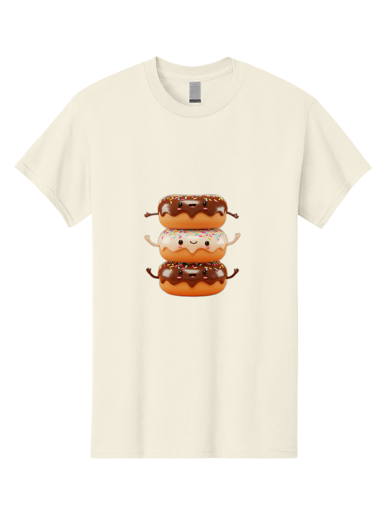 Donut-Stack Men'S Graphic Tee, 100% Cotton, Comfortable Casual Summer Wear, Machine Washable, Stacked Donuts, Chocolate Glazed Donut, Sprinkles Donut, Smiling Faces, Colorful Sweets, Playful Pastries, Sweet Treats, Dessert Lovers, Donut Stack, Baa514