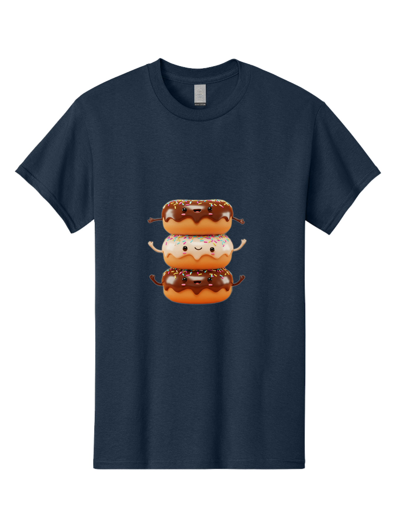 Donut-Stack Men'S Graphic Tee, 100% Cotton, Comfortable Casual Summer Wear, Machine Washable, Stacked Donuts, Chocolate Glazed Donut, Sprinkles Donut, Smiling Faces, Colorful Sweets, Playful Pastries, Sweet Treats, Dessert Lovers, Donut Stack, Baa514