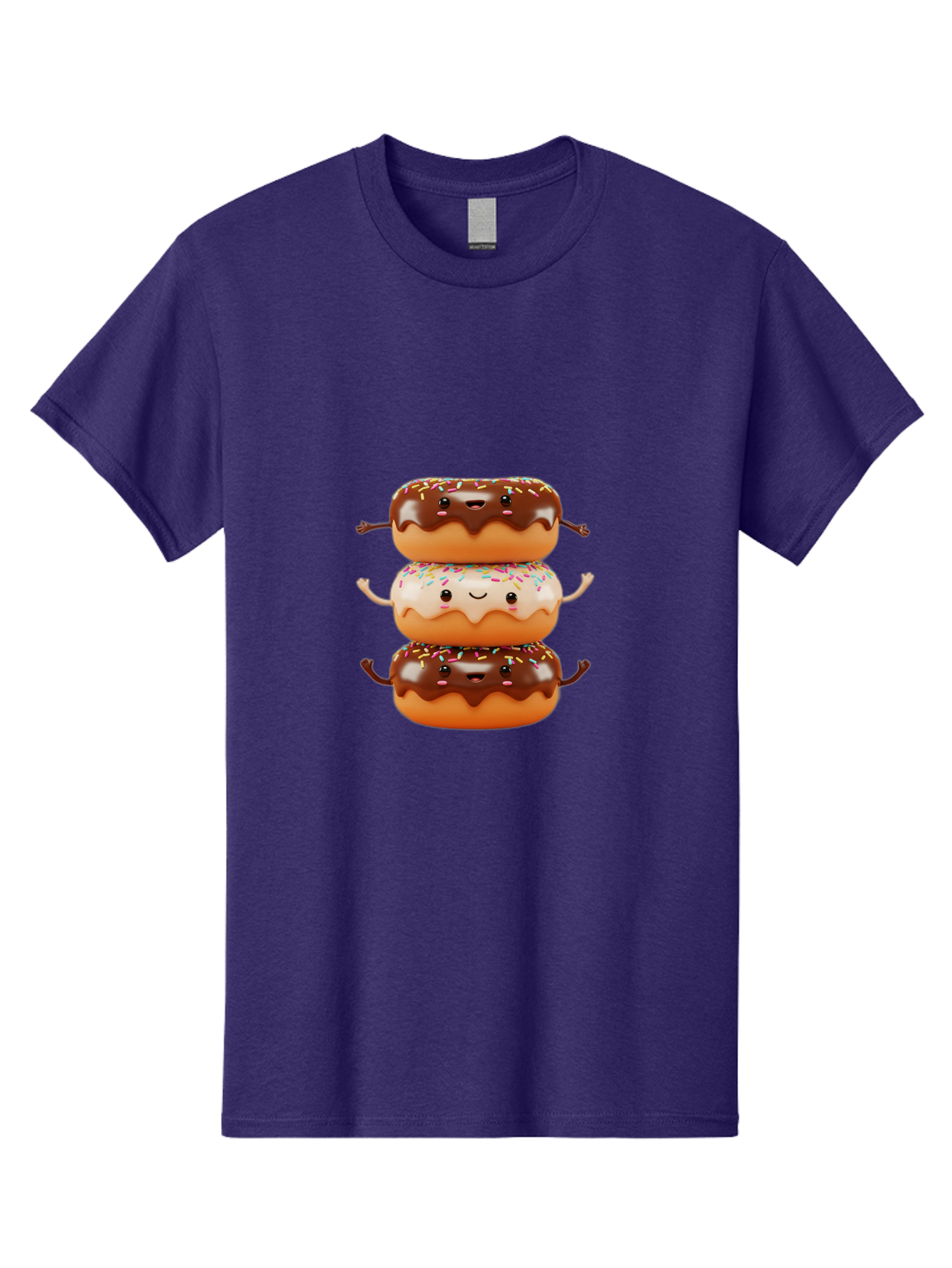 Donut-Stack Men'S Graphic Tee, 100% Cotton, Comfortable Casual Summer Wear, Machine Washable, Stacked Donuts, Chocolate Glazed Donut, Sprinkles Donut, Smiling Faces, Colorful Sweets, Playful Pastries, Sweet Treats, Dessert Lovers, Donut Stack, Baa514